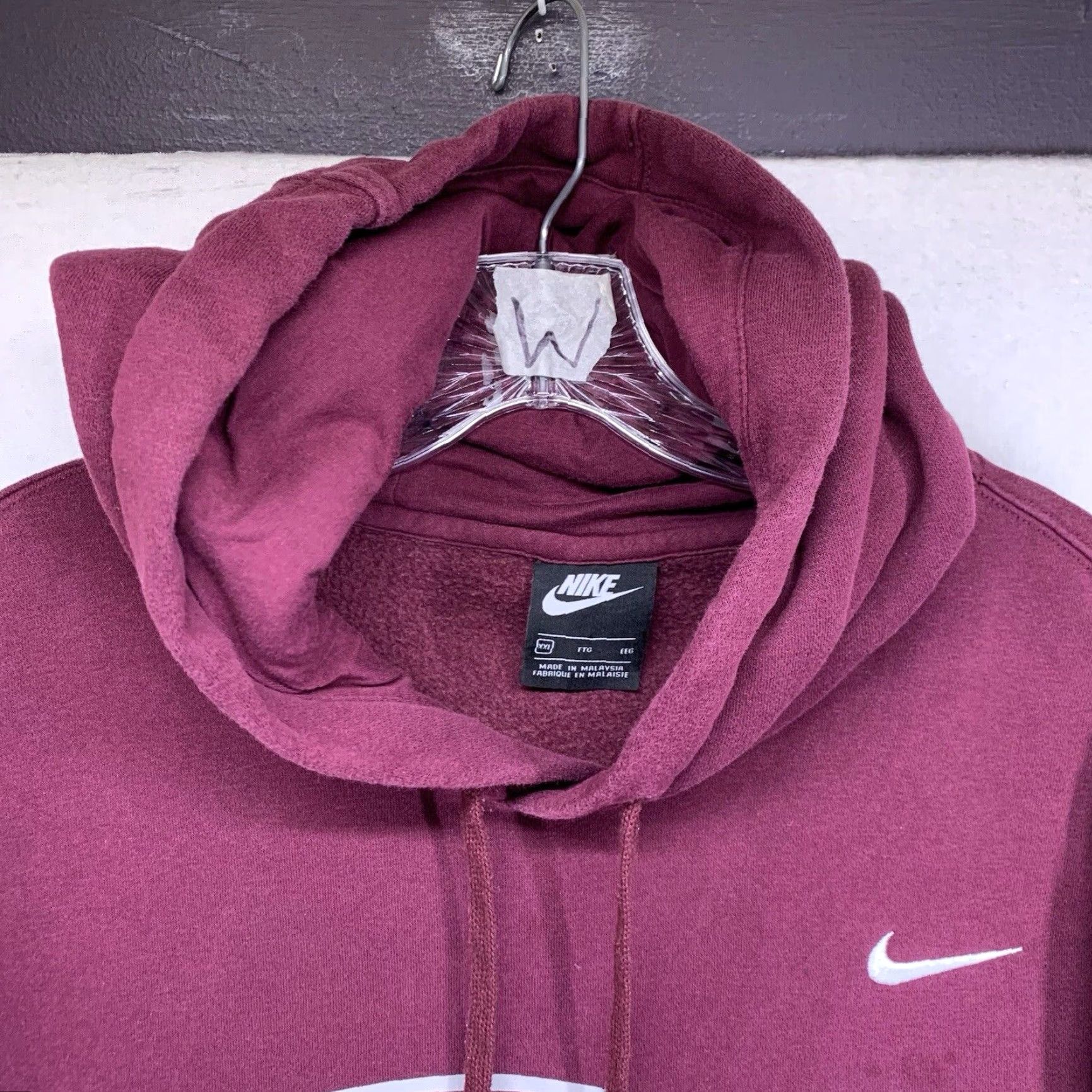 Nike VINTAGE Nike Hoodie Mens Football 2XL Faded Maroon Grey Ghosts Graphic Print Pullover Hooded Kangaroo Pocket 90s Mens Size US XXL / EU 58 / 5 - 5 Thumbnail
