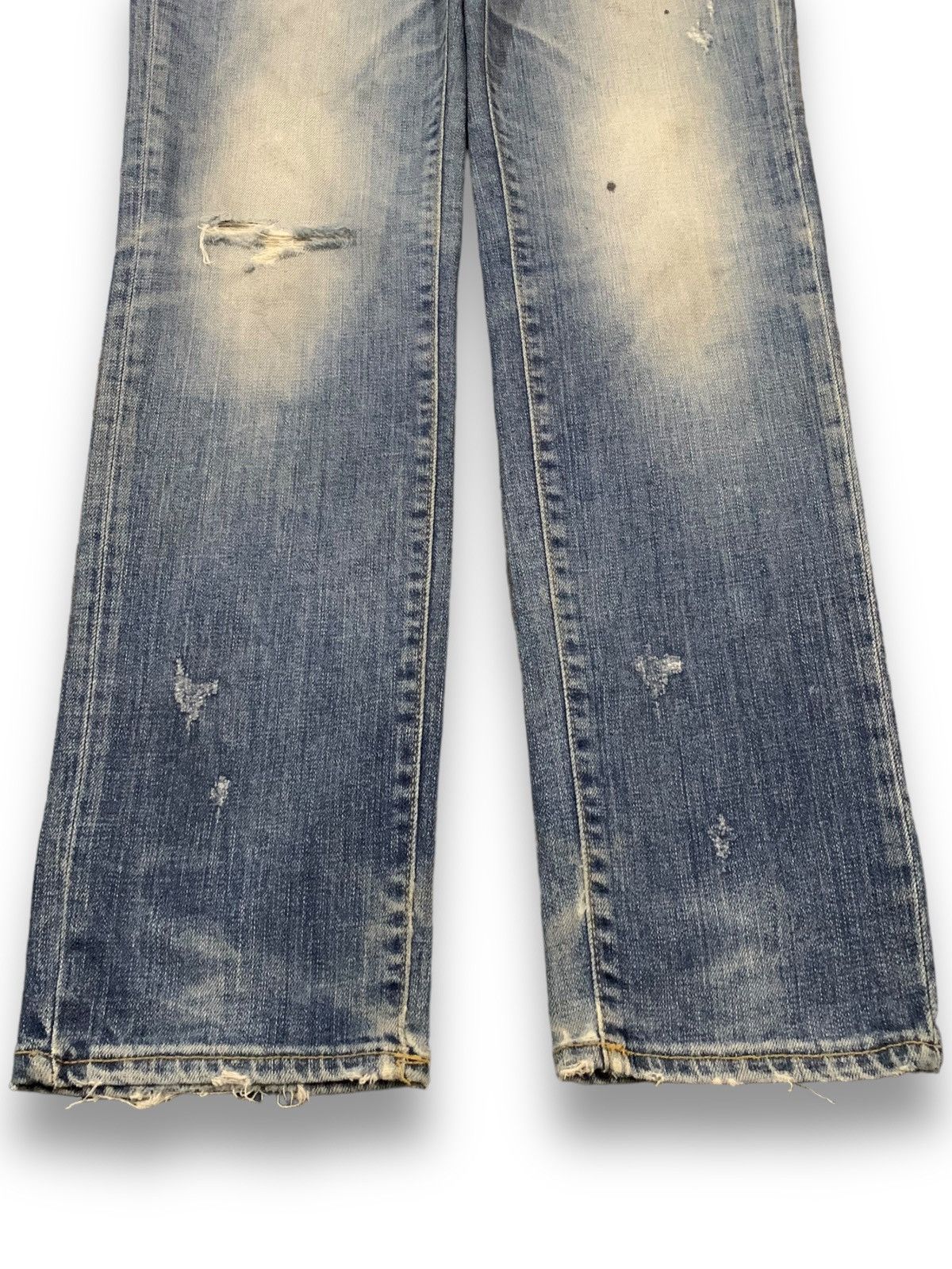 KMRii Vintage Japanese Brand Blue Washed Splatter Distressed Jeans Size US 32 / EU 48 - 9 Thumbnail