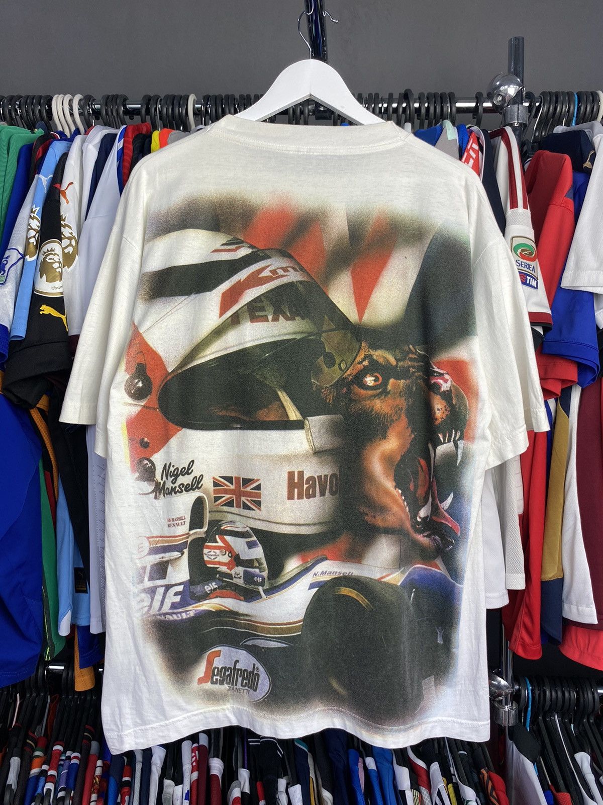Vintage Rare vintage 1990s Formula 1 racing T-shirt Nigel Mansell Size US XL / EU 56 / 4 - 2 Thumbnail