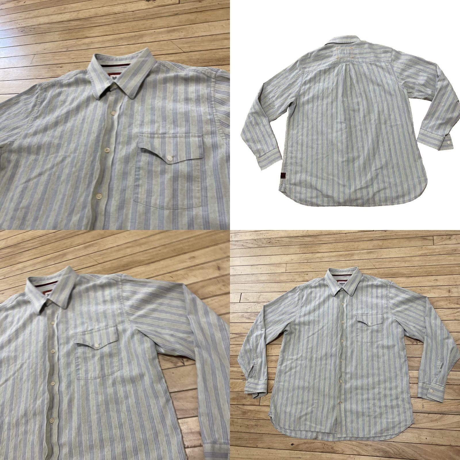 Timberland VINTAGE Timberland Button Shirt Men XL Y2k Streetwear HipHop Textured Stripe Blue Yellow Shirt Mens XL Size US XL / EU 56 / 4 - 10 Thumbnail