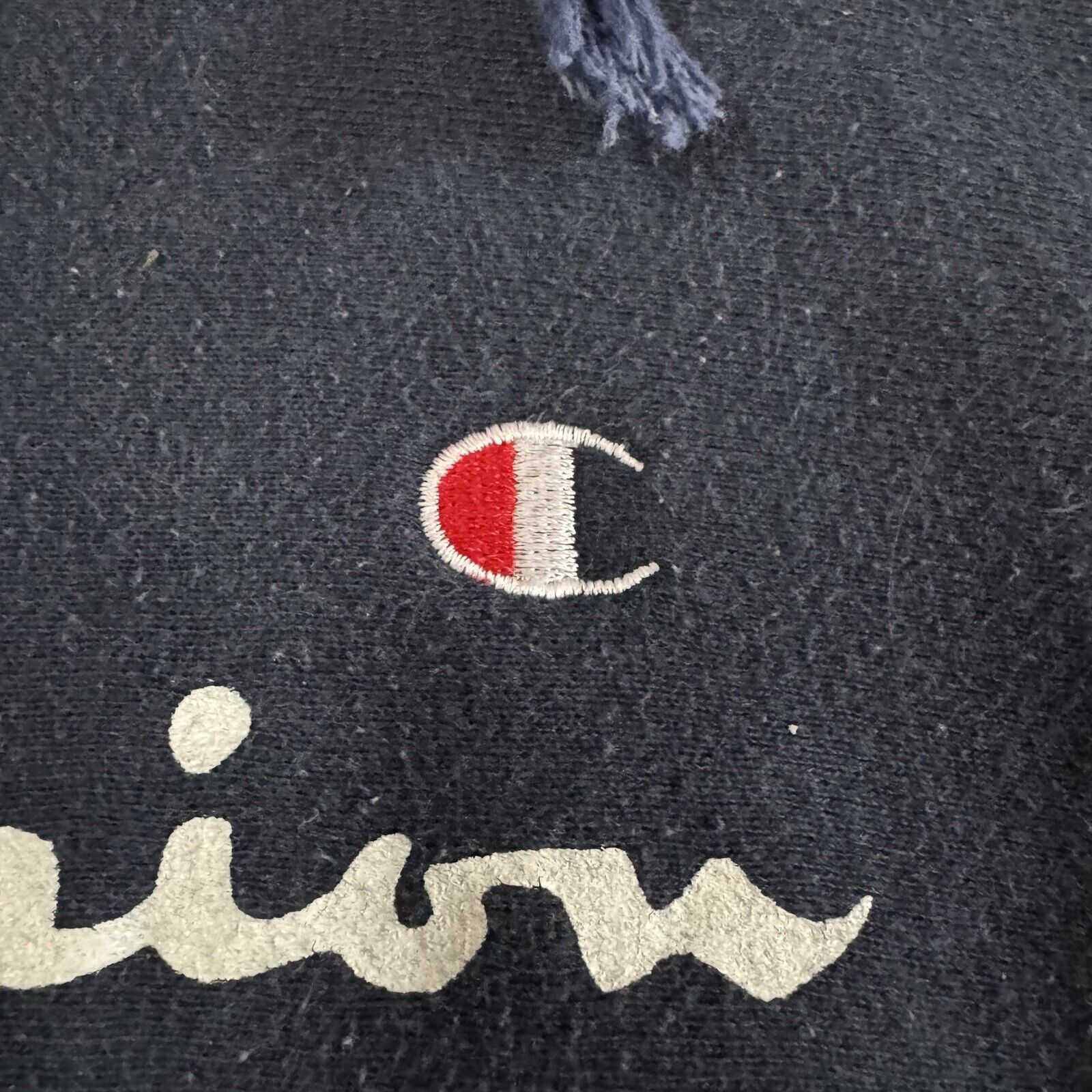Vintage Vntg Champion Reverse Weave Hoodie Navy Spellout Size Small Size US M / EU 48-50 / 2 - 2 Thumbnail