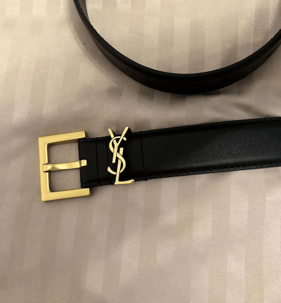 Yves Saint Laurent Saint Laurent Monogram square buckle belt black Size ONE SIZE - 3 Thumbnail