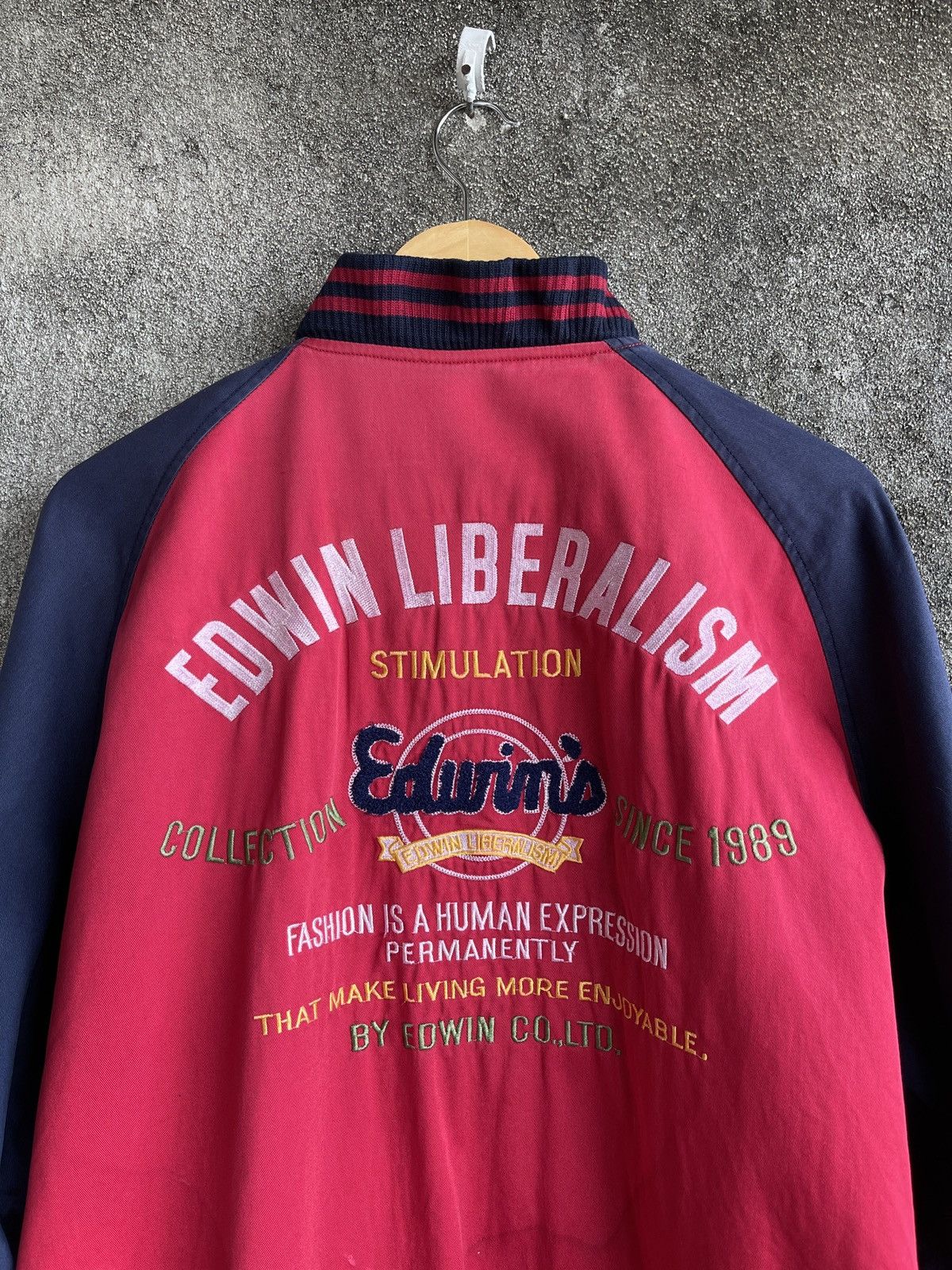 Edwin Rare🔥Vintage Edwin Varsity Jacket Embroidery Logo Size US XL / EU 56 / 4 - 4 Thumbnail