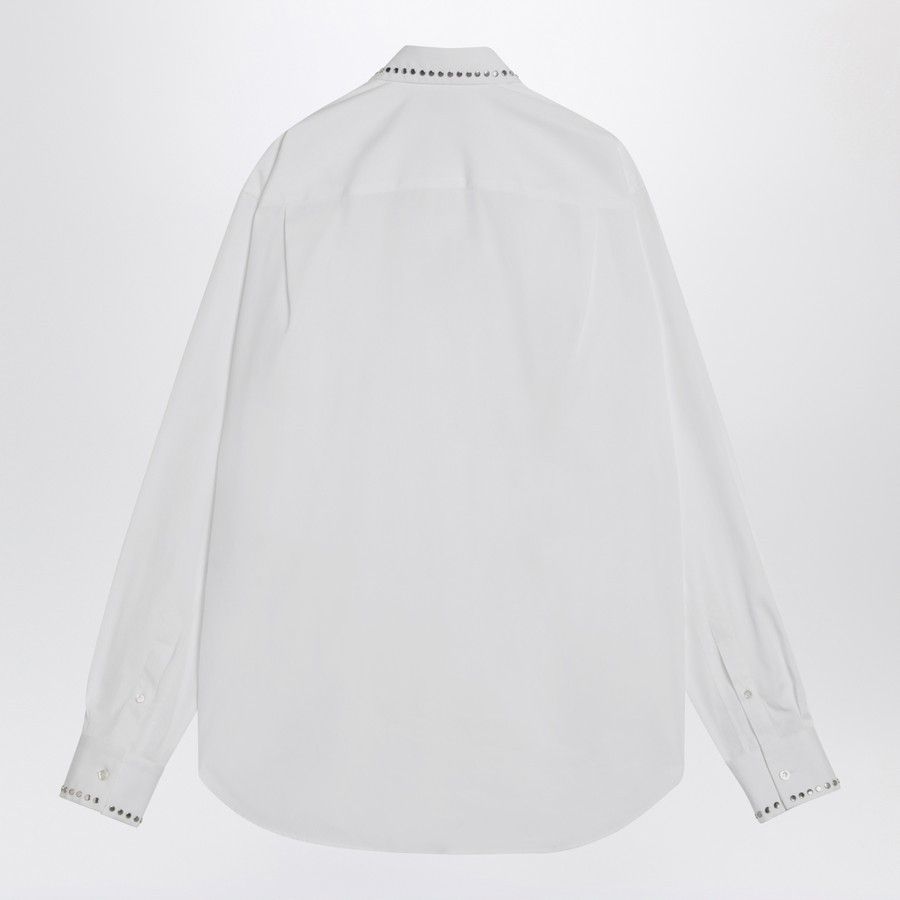 Alexander McQueen o1d2blof0126 Cotton Shirt With Studs in White Size US M / EU 48-50 / 2 - 2 Thumbnail