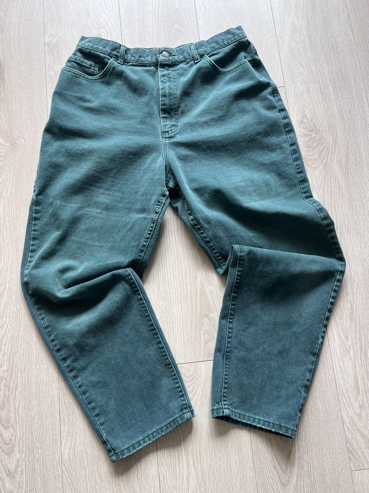 Lee × Vintage Vintage 80s Lee Denim Jeans Forest Green Made In USA 36 x 29 Size US 36 / EU 52 - 11 Thumbnail