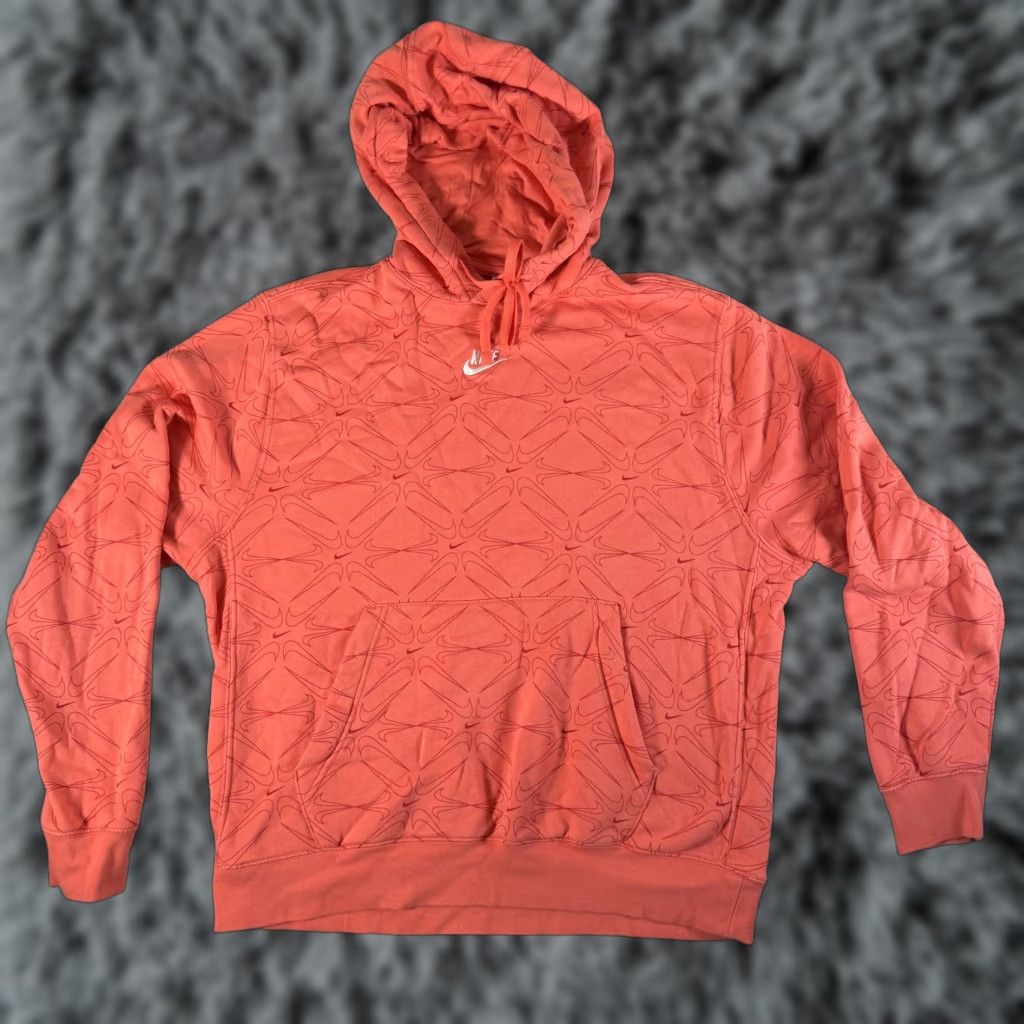 Nike Nike Hoodie Mens Large DM7380-814 Allover Swoosh Embossed Fleece Kangaroo Pocket Orange Streetwear Size US L / EU 52-54 / 3 - 1 Thumbnail