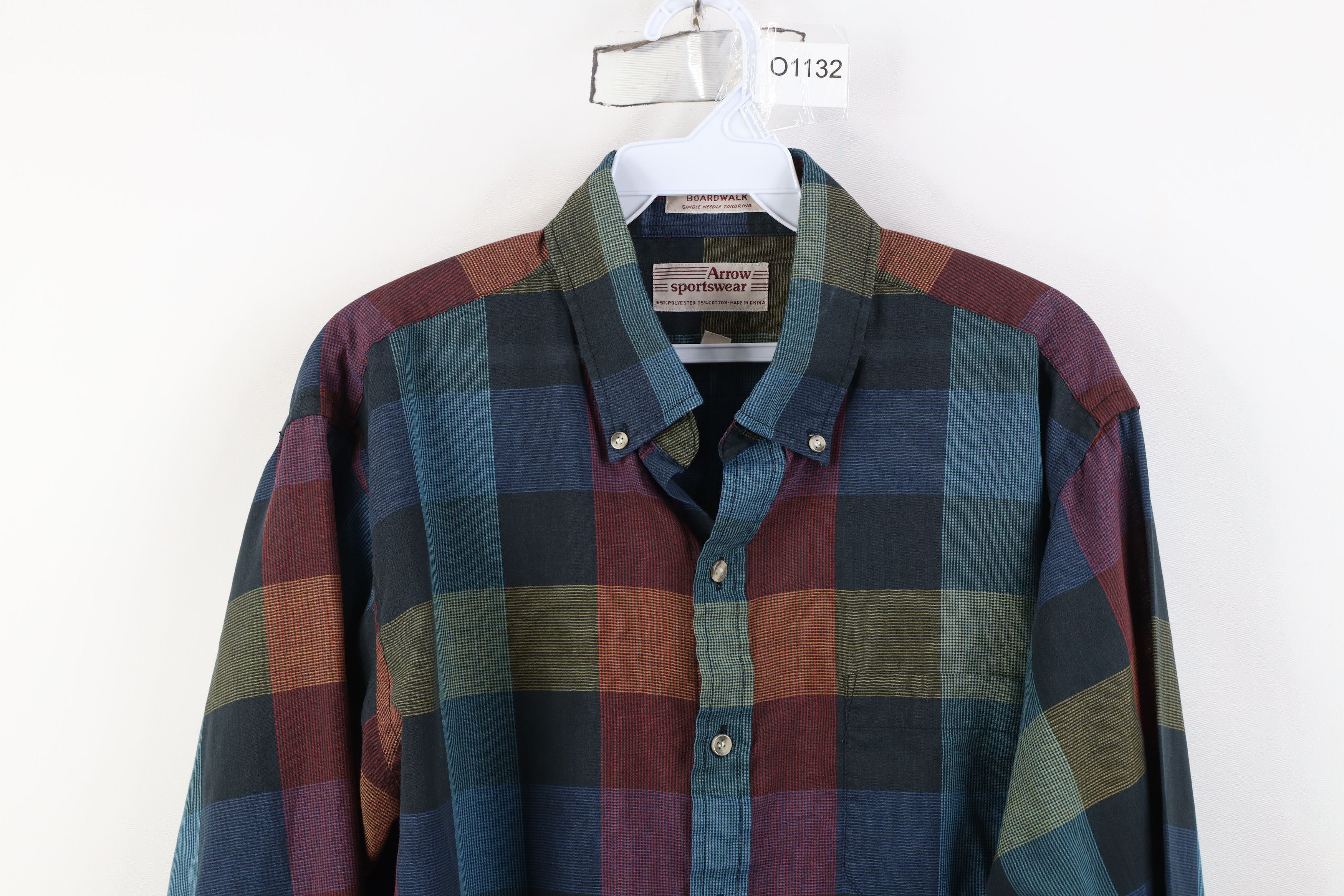 Vintage Vintage 90s Streetwear Rainbow Plaid Button Down Shirt Size US L / EU 52-54 / 3 - 2 Thumbnail