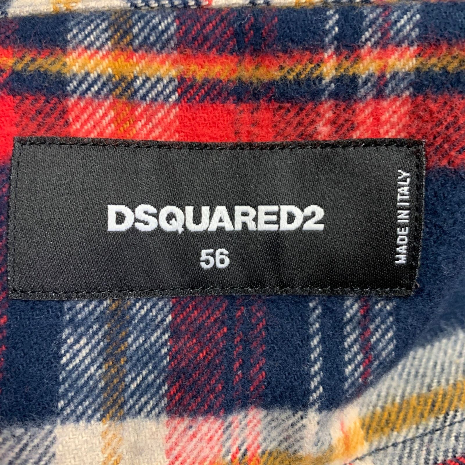 Dsquared2 XL Navy Red Yellow Plaid Cotton Button Up Long Sleeve Shirt Size US XL / EU 56 / 4 - 4 Thumbnail