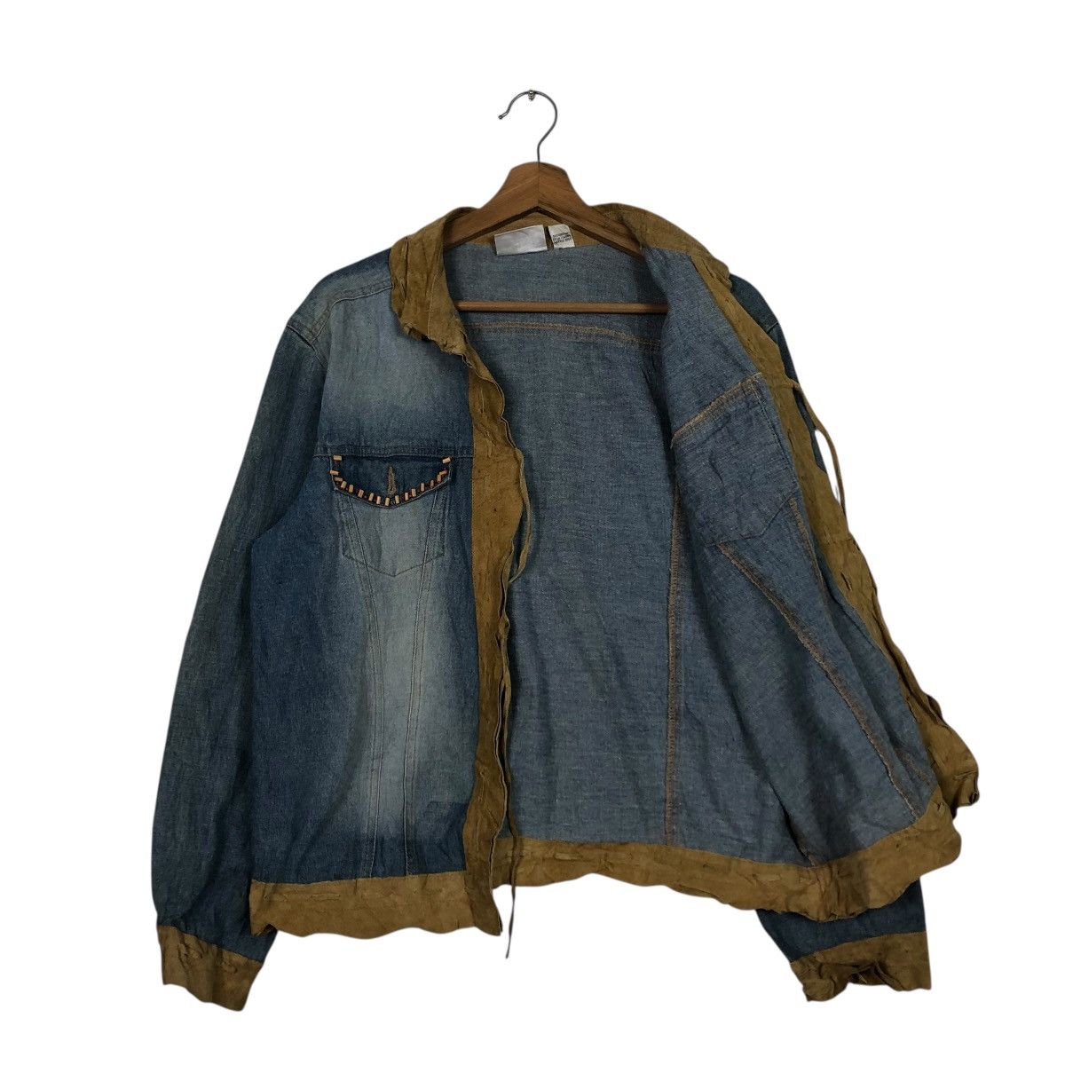 Japanese Brand 🔥VINTAGE DENIM BIKER JACKET LEATHER COLLAR CHICO’s KAPITAL Size US M / EU 48-50 / 2 - 13 Thumbnail