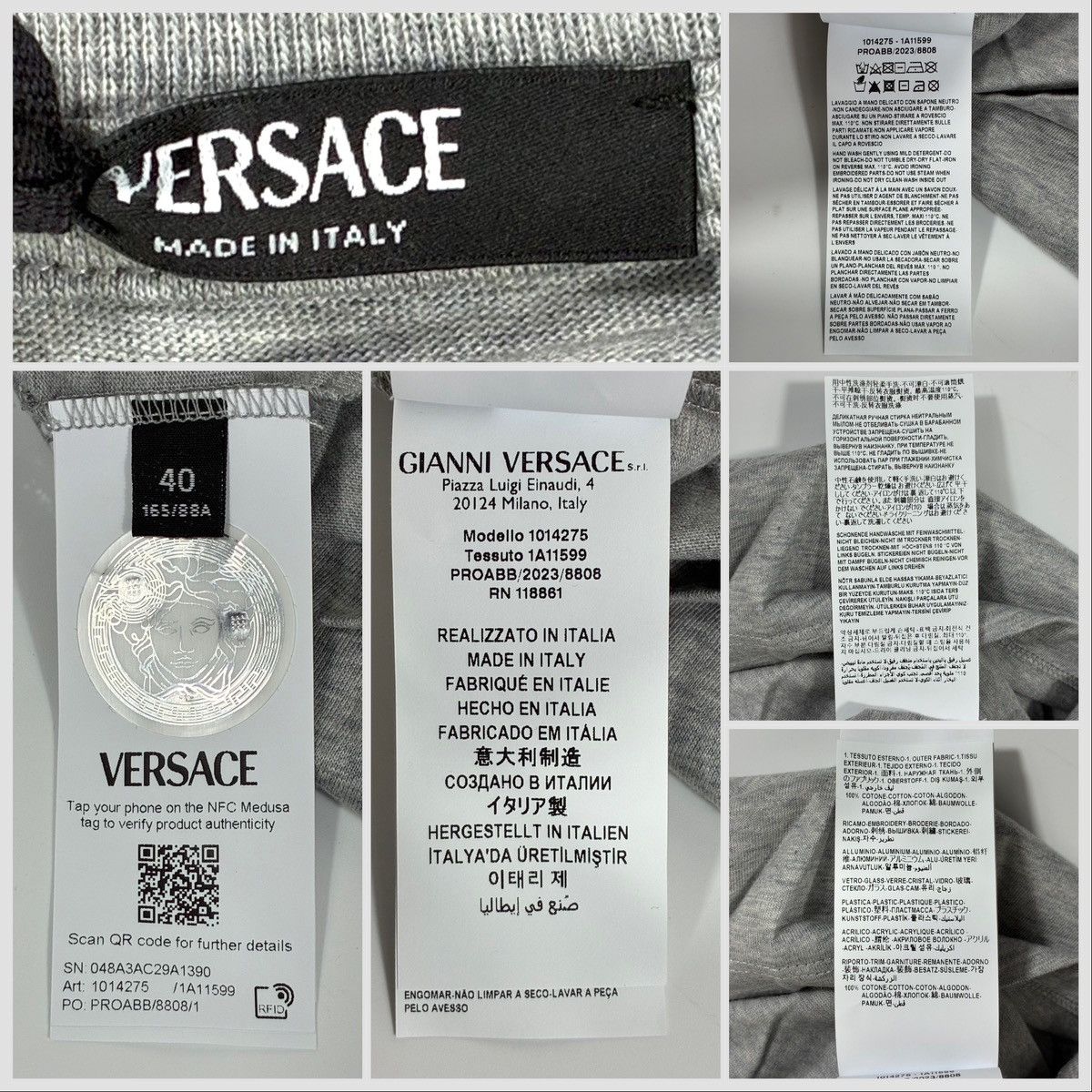Versace Versace Crystal Medusa Crop Boxy T-Shirt Tee Top Gray IT 40 Size S / US 4 / IT 40 - 10 Thumbnail