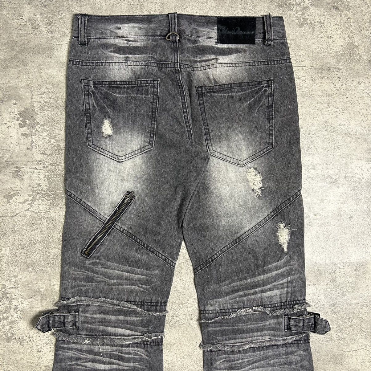 BUFFALO BOBS Black Baccara Multizipper Distressed Bondage Flare Jeans Size US 30 / EU 46 - 15 Thumbnail