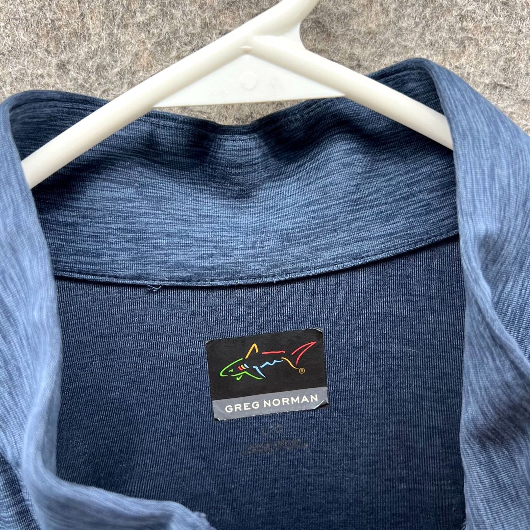 Vintage Greg Norman Sweatshirt Mens Large Blue Quarter Zip Fleece Pullover Heather Sweater Knit Mock Neck Logo All Seasons Golf Pullover Size US L / EU 52-54 / 3 - 7 Thumbnail