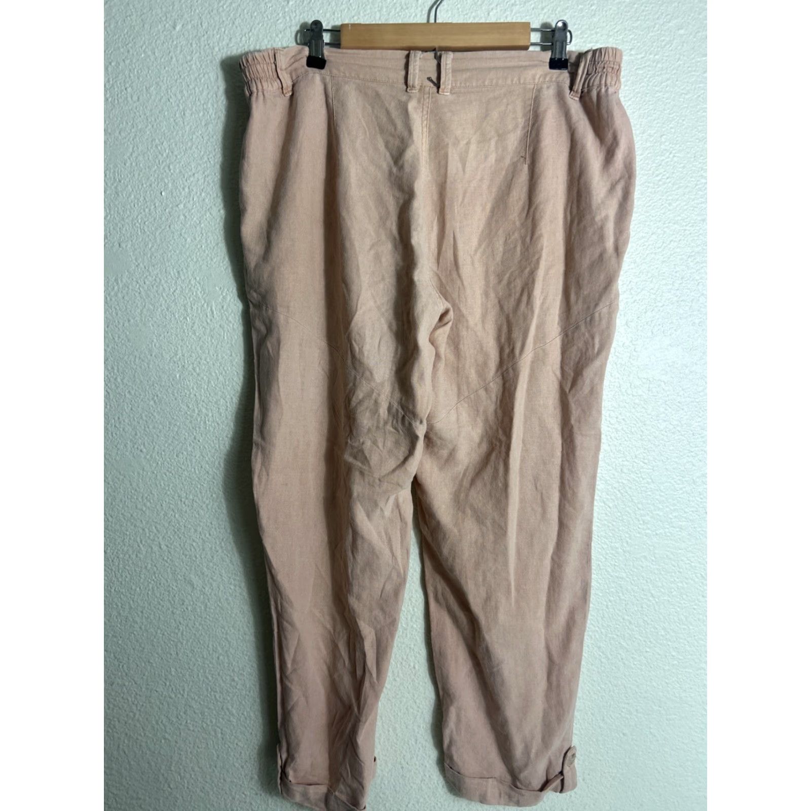 Pinko Sincerely Jules Womens Pants Drawstring Linen Rayon Pink Chino Large 36x28 Mens Womens Boys Girls? Size 36" / US 14 / IT 50 - 6 Thumbnail