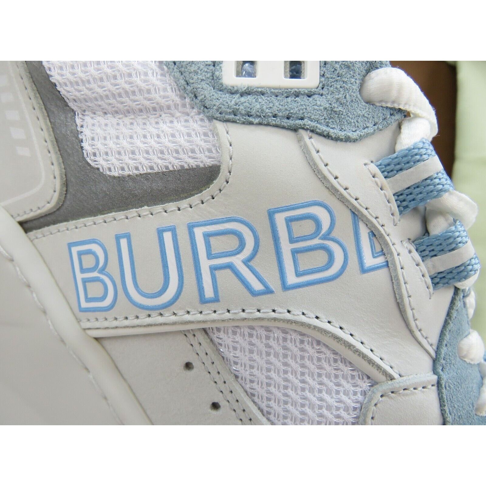 Burberry SEAN WHITE SUEDE MESH PALE BLUE LOGO LOW SNEAKERS 41 US 8 Size US 8 / EU 41 - 9 Thumbnail