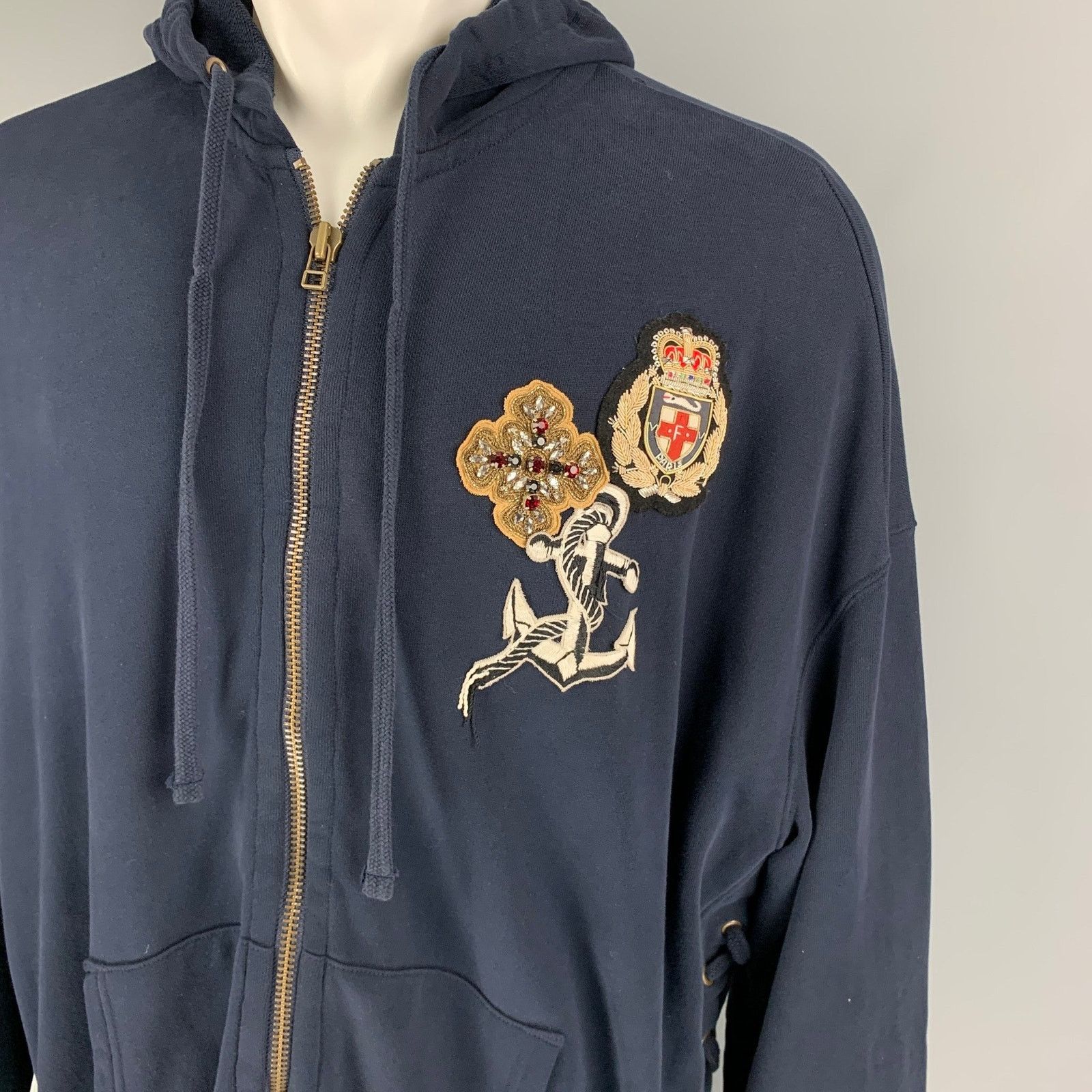 Faith Connexion S Navy Multi-Color Painted Cotton Hooded Sweatshirt Size US S / EU 44-46 / 1 - 3 Thumbnail