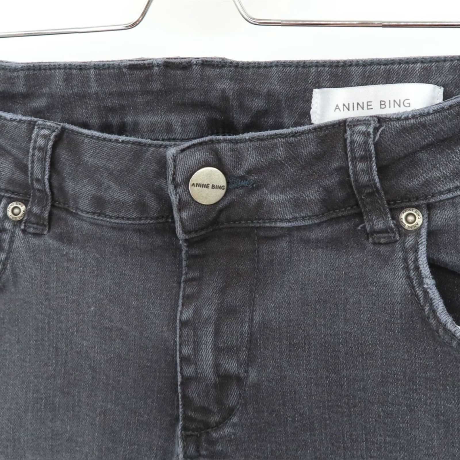 Anine Bing ANINE BING Womens Jeans 27 Gray Black Ankle Zip Distressed Denim Pants Size 27" / US 4 / IT 40 - 3 Thumbnail