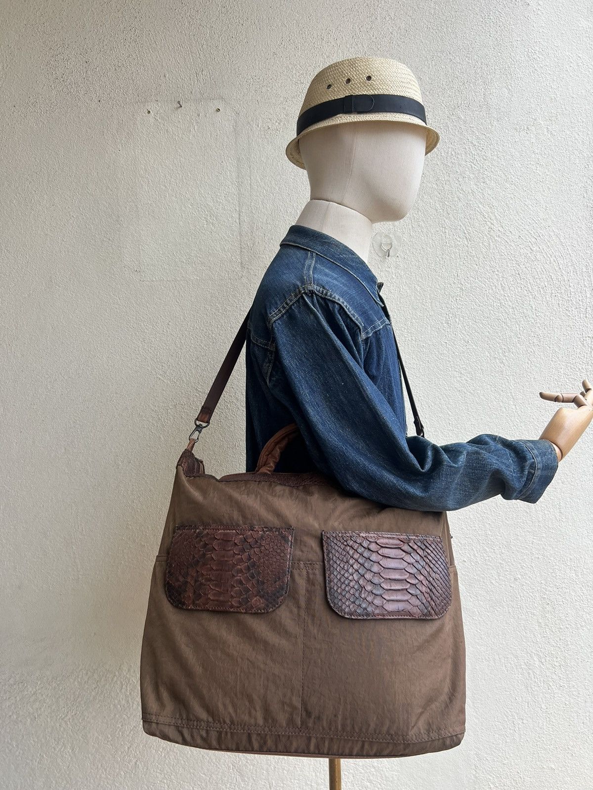 Leather Vintage Ibiza Japan Hybrid Python Skin 2 Way Bag Size ONE SIZE - 1 Thumbnail