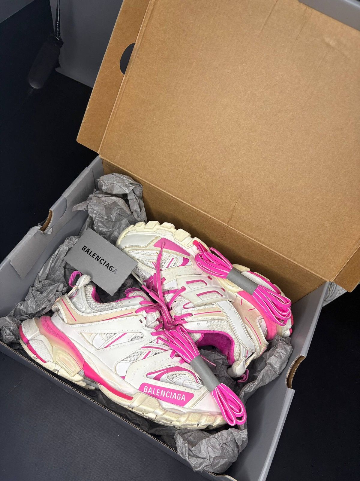 Balenciaga Balenciaga Track Sneakers – White / Fluorescent Pink Size US 7 / IT 37 - 1 Thumbnail