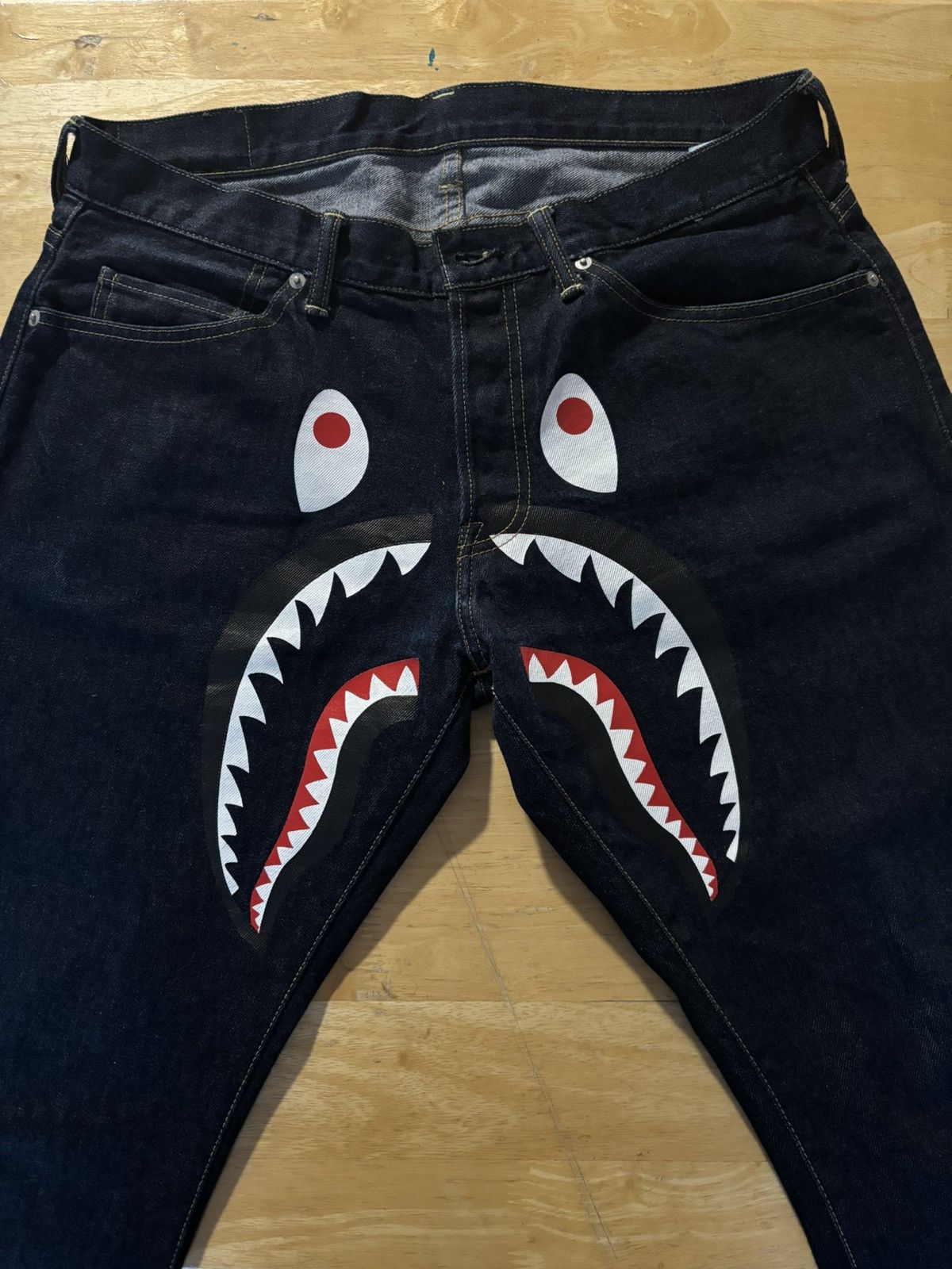 image of Bape Shark Denim in Indigo, Men's (Size 38)