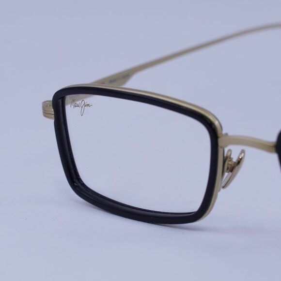 Maui Jim Maui Jim MJO2421 16B Eyeglasses Black/Gold 49mm Rectangle Size ONE SIZE - 6 Thumbnail