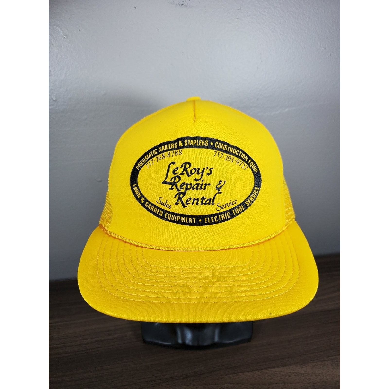 Vintage LeRoy's Repair & Rental Mesh Trucker Hat Yellow Snapback Cap Size ONE SIZE - 2 Thumbnail