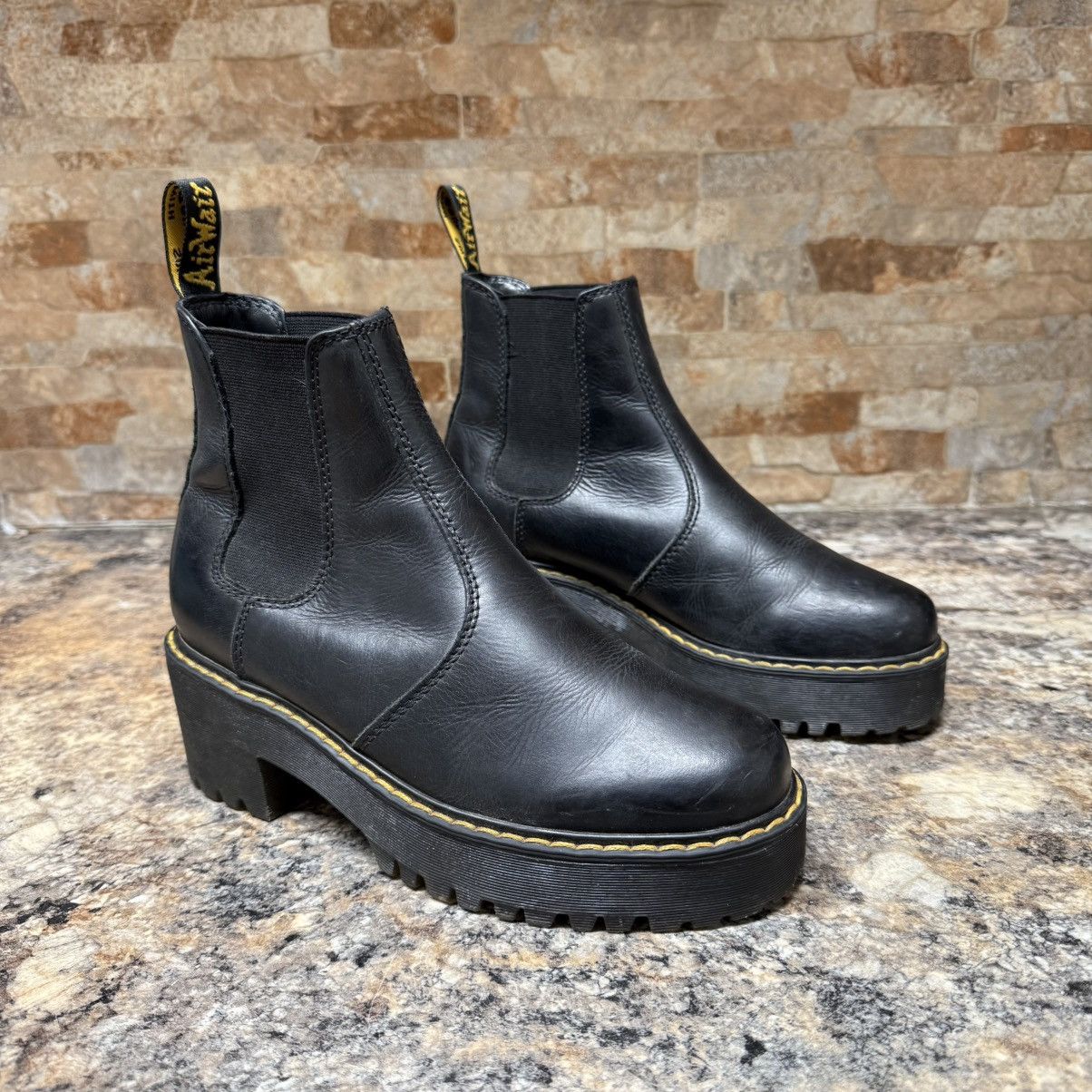 Dr. Martens Dr. Martens Rometty Black Leather Platform Chelsea Boot Sz 7 Size US 7 / IT 37 - 1 Thumbnail