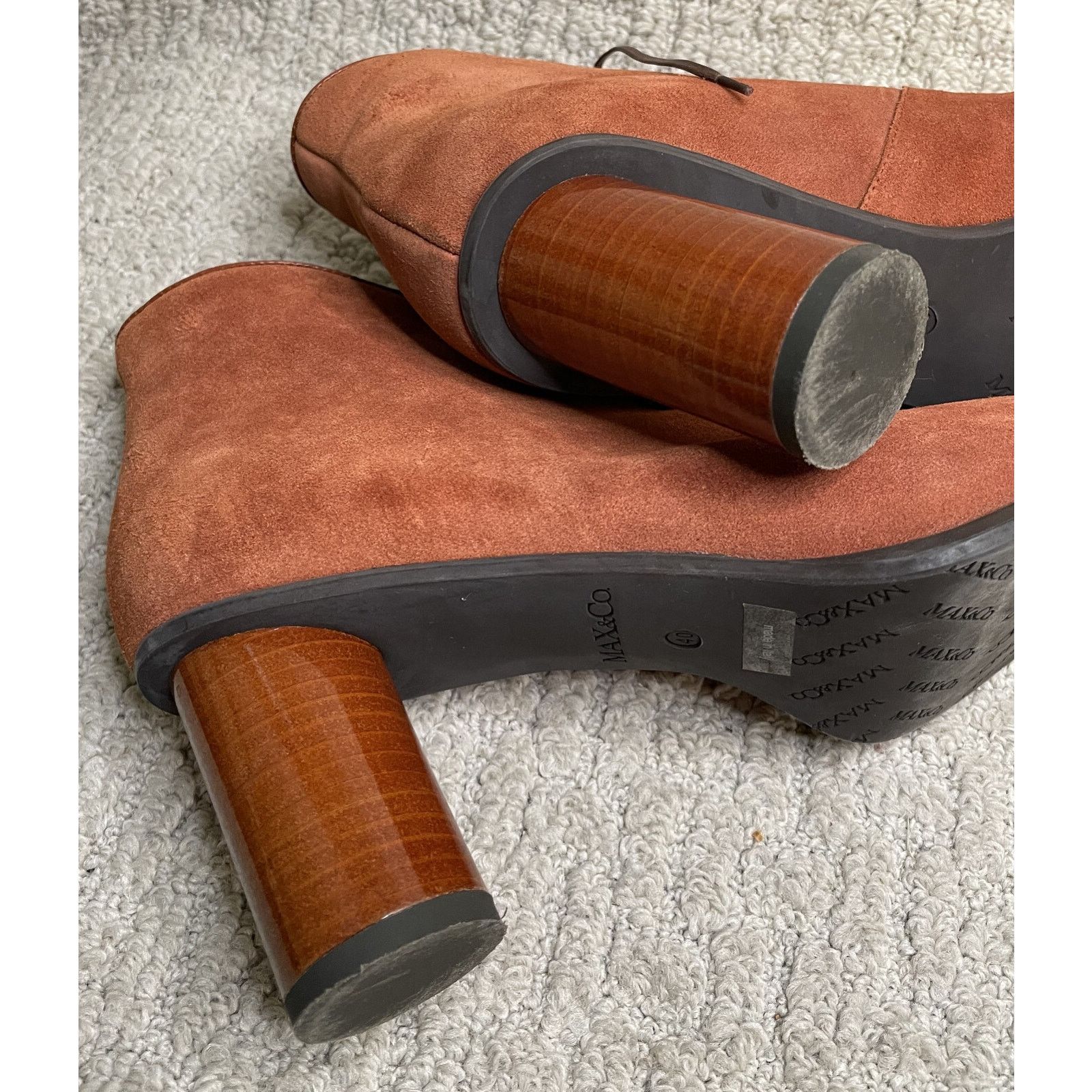 Max Mara Max Mara Rust Suede Boots 40 9.5 10 Round Heels Lace Up Size US 9.5 / IT 39.5 - 11 Thumbnail