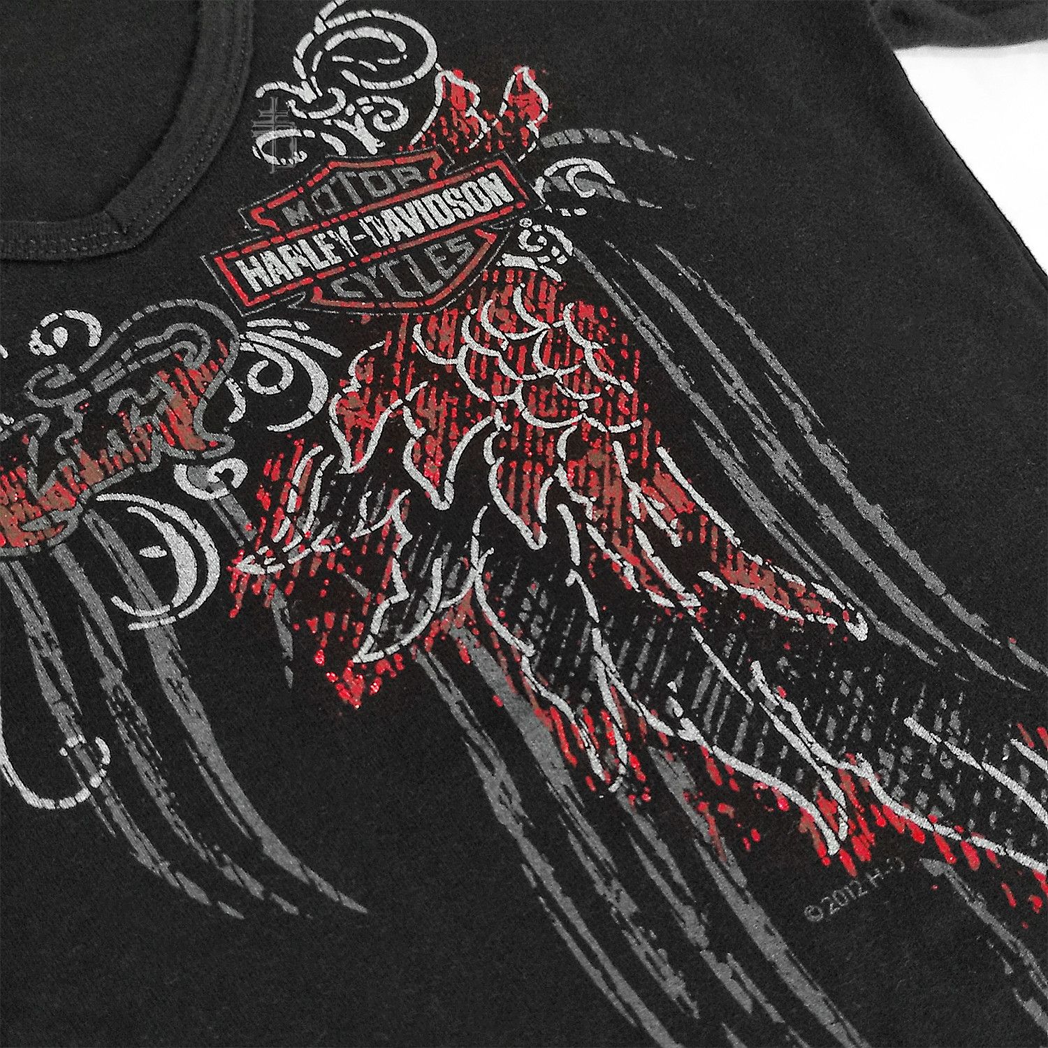 Harley Davidson Y2K Harley Davidson Petite Long Sleeve Tee Black Foil V-Neck Size M / US 6-8 / IT 42-44 - 3 Thumbnail