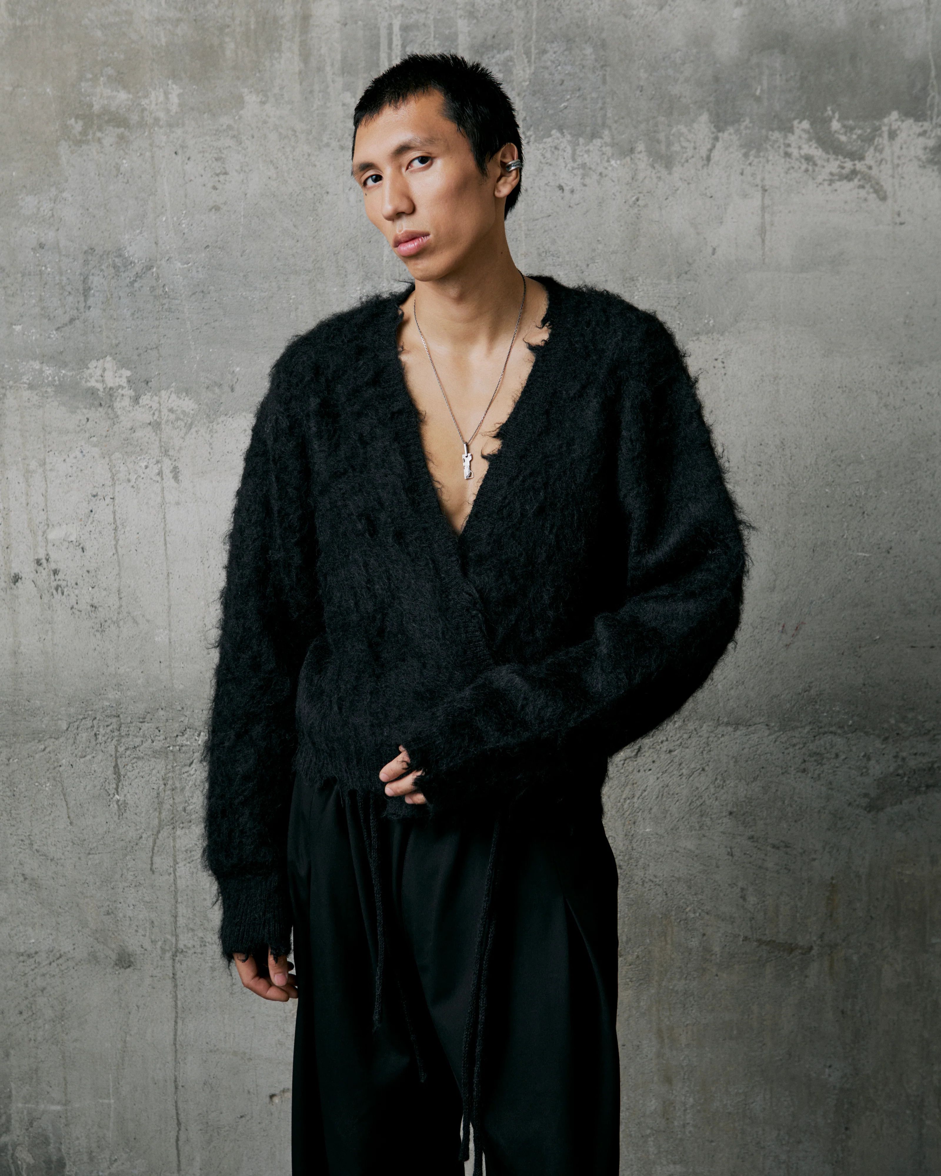Unvain Studios MOHAIR KIMONO CARDIGAN - BLACK Size US XL / EU 56 / 4 - 4 Thumbnail