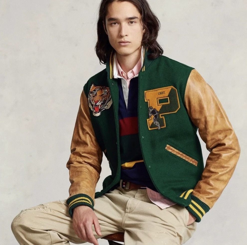 image of Polo Ralph Laurent Letterman Tiger Varsity Jacket, Men's (Size Medium)