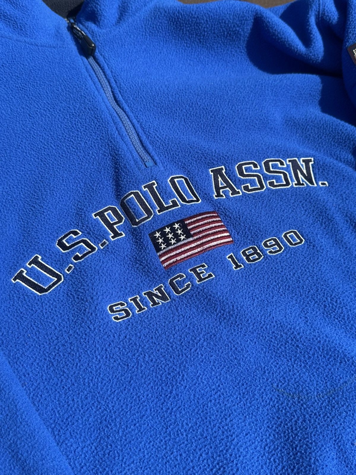 U.S. Polo Assn. × Vintage 1990s Vintage USPA Polo Quarterzip Fleece Jacket Size US XL / EU 56 / 4 - 2 Thumbnail