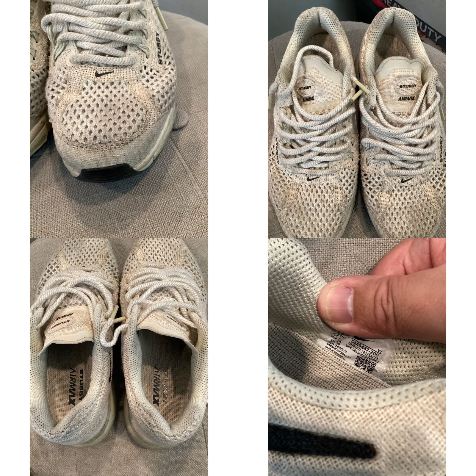 Nike Nike Stussy x Air Max 2013 Fossil Text Textile Sneaker Low Top Lace Up Size 5.5 Unisex Adults US 5.5 Fossil/Black/Fossil DM6447-200 Size US 6 / EU 39 - 8 Thumbnail