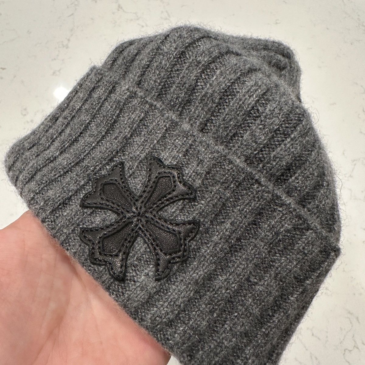 Chrome Hearts CH LEATHER CROSS CASHMERE BEANIE | Grailed
