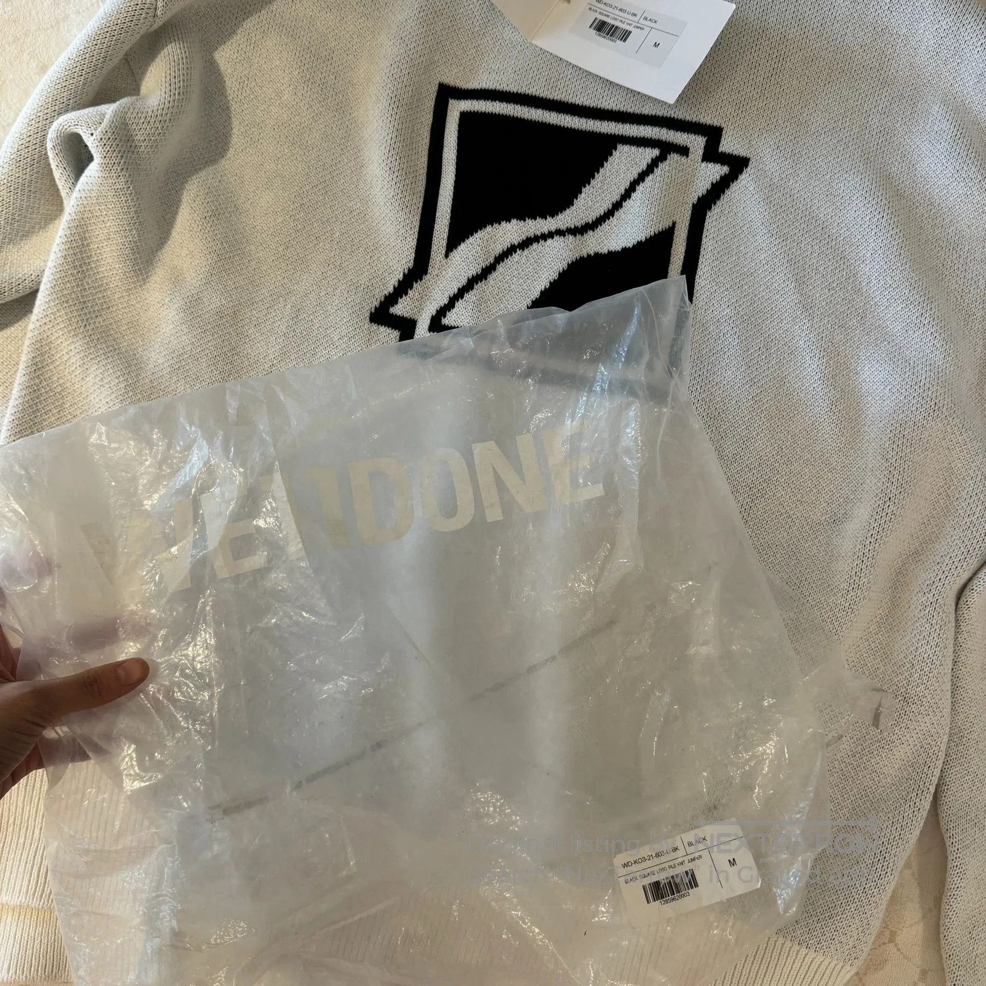 WE11DONE we11done logo knit long sleeve sweater white. Size US M / EU 48-50 / 2 - 2 Thumbnail