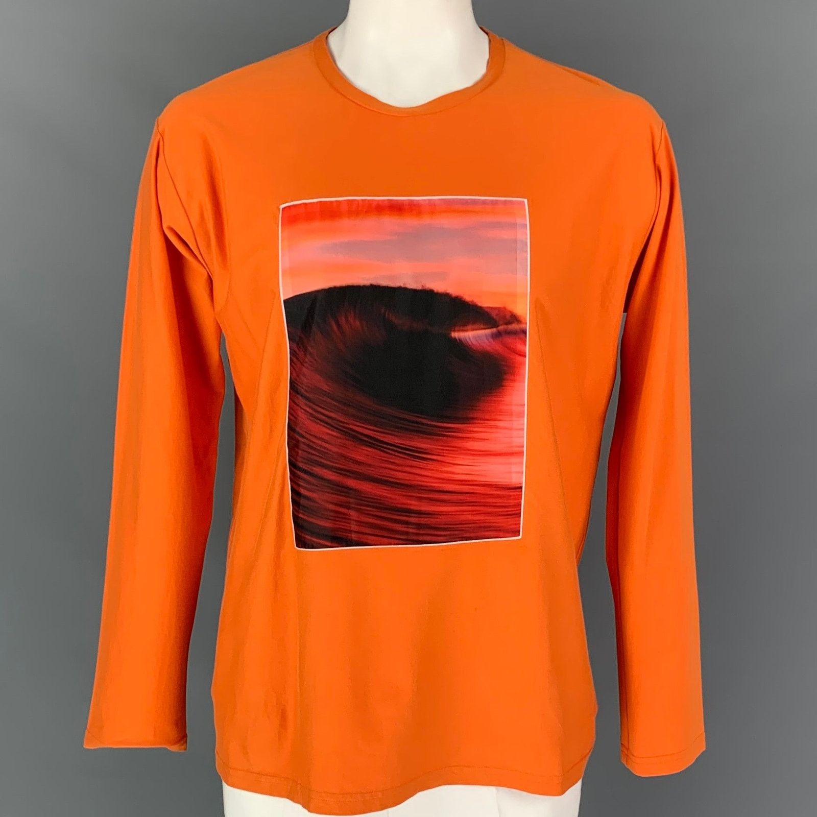Other XL Orange Dark Wave Applique Cotton Long Sleeve T-shirt Size US XL / EU 56 / 4 - 1 Thumbnail