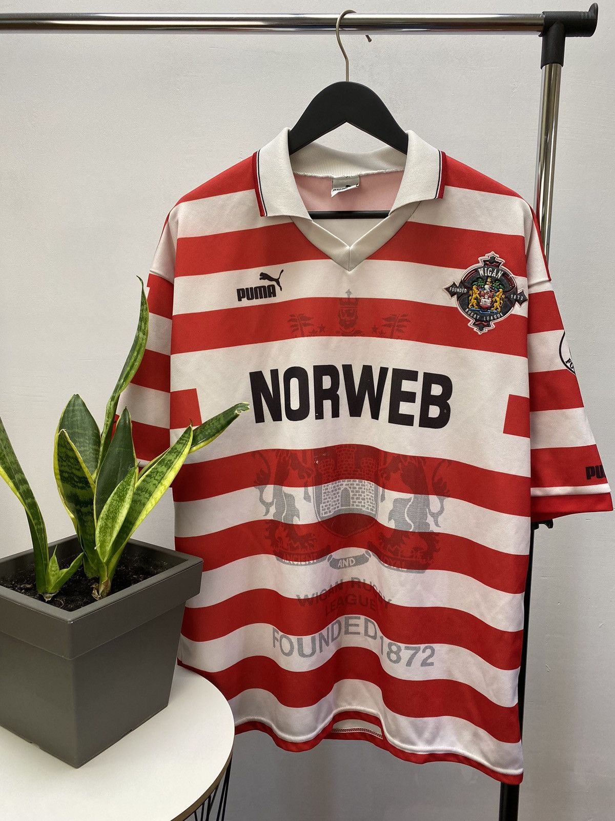 WIGAN RUGBY LEAGUE 1995 1996 HOME SHIRT JERSEY CENTENARY