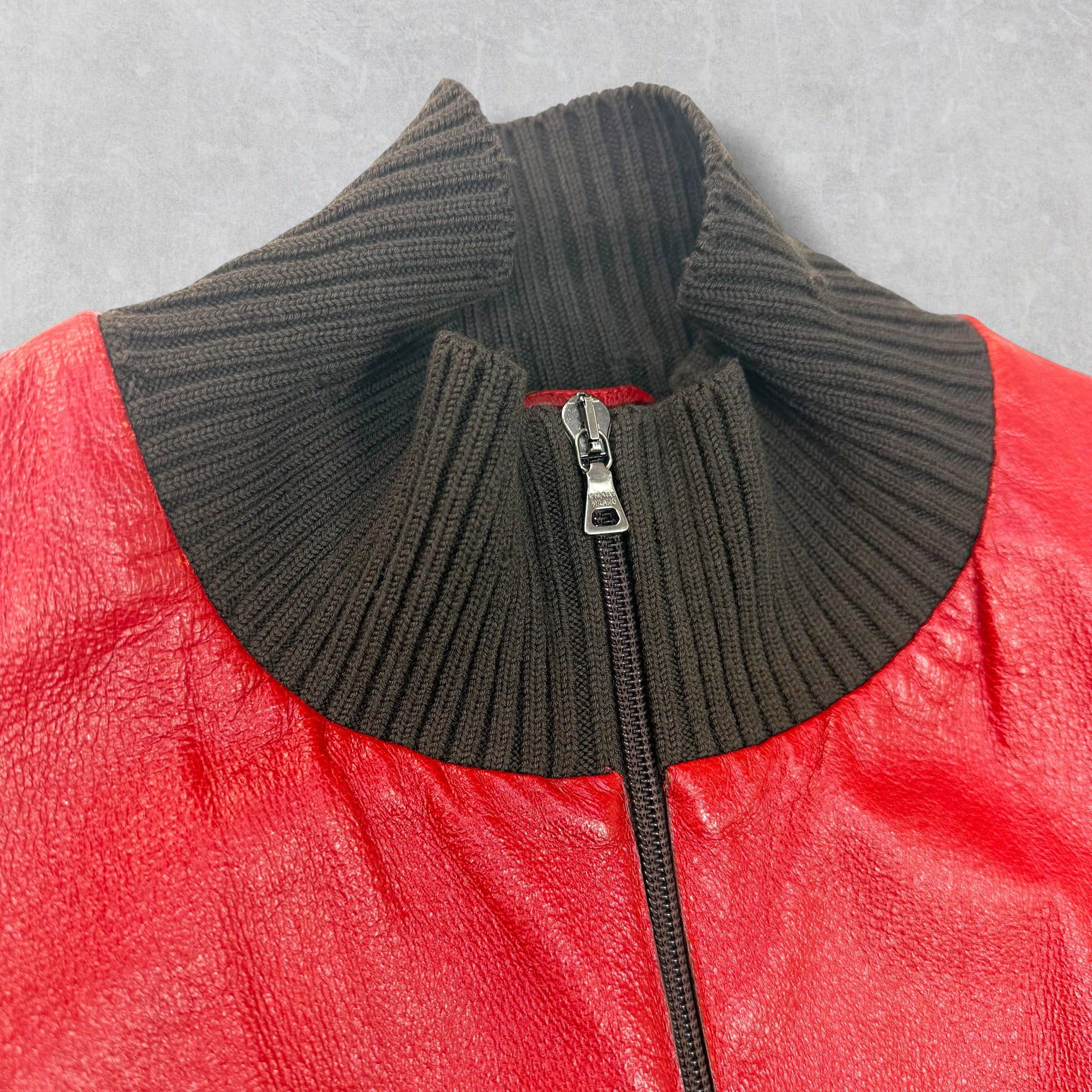 Prada Prada Runway Red Leather Bomber 54 (M) Size US M / EU 48-50 / 2 - 6 Thumbnail