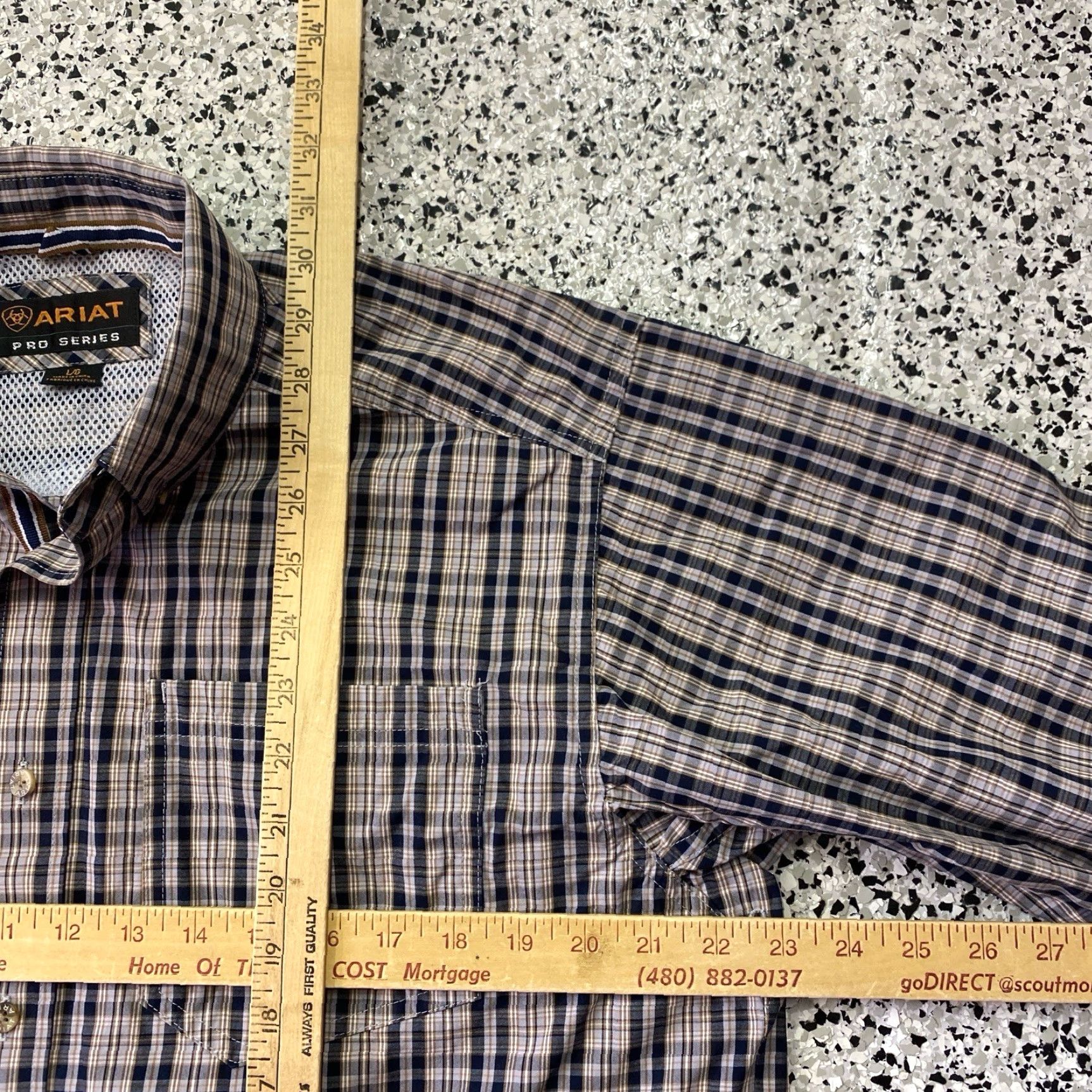 Ariat Ariat Pro Series Shirt Mens L beige Check Button-Down Vented Cowboy Western Casual Business Workwear Plaid Long Sleeve Size US L / EU 52-54 / 3 - 3 Thumbnail