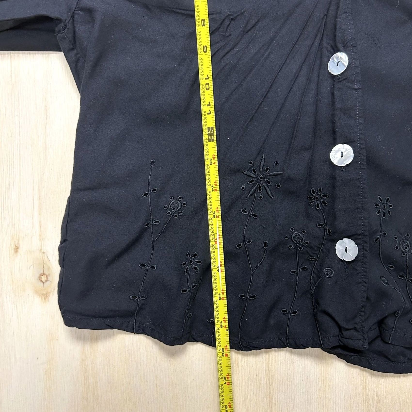 Vintage J. Marco Galleries Blouse Womens XL Black Embroidered Button Front Rayon Top Size XL / US 12-14 / IT 48-50 - 4 Thumbnail