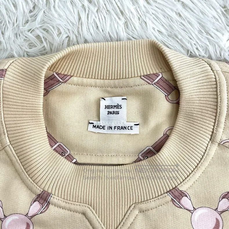Hermes Hermes SS22 Geometric Pattern Full Print Sweatshirt, Beige Size XS / US 0-2 / IT 36-38 - 3 Thumbnail