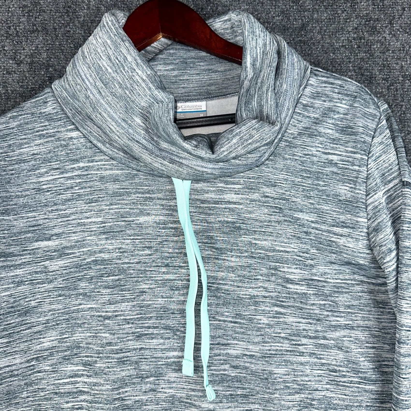 Vintage Columbia Womens Medium Turtleneck Sweatshirt Gray Heathered Split Hem Pullover Knit 100% Polyester Size M / US 6-8 / IT 42-44 - 8 Thumbnail