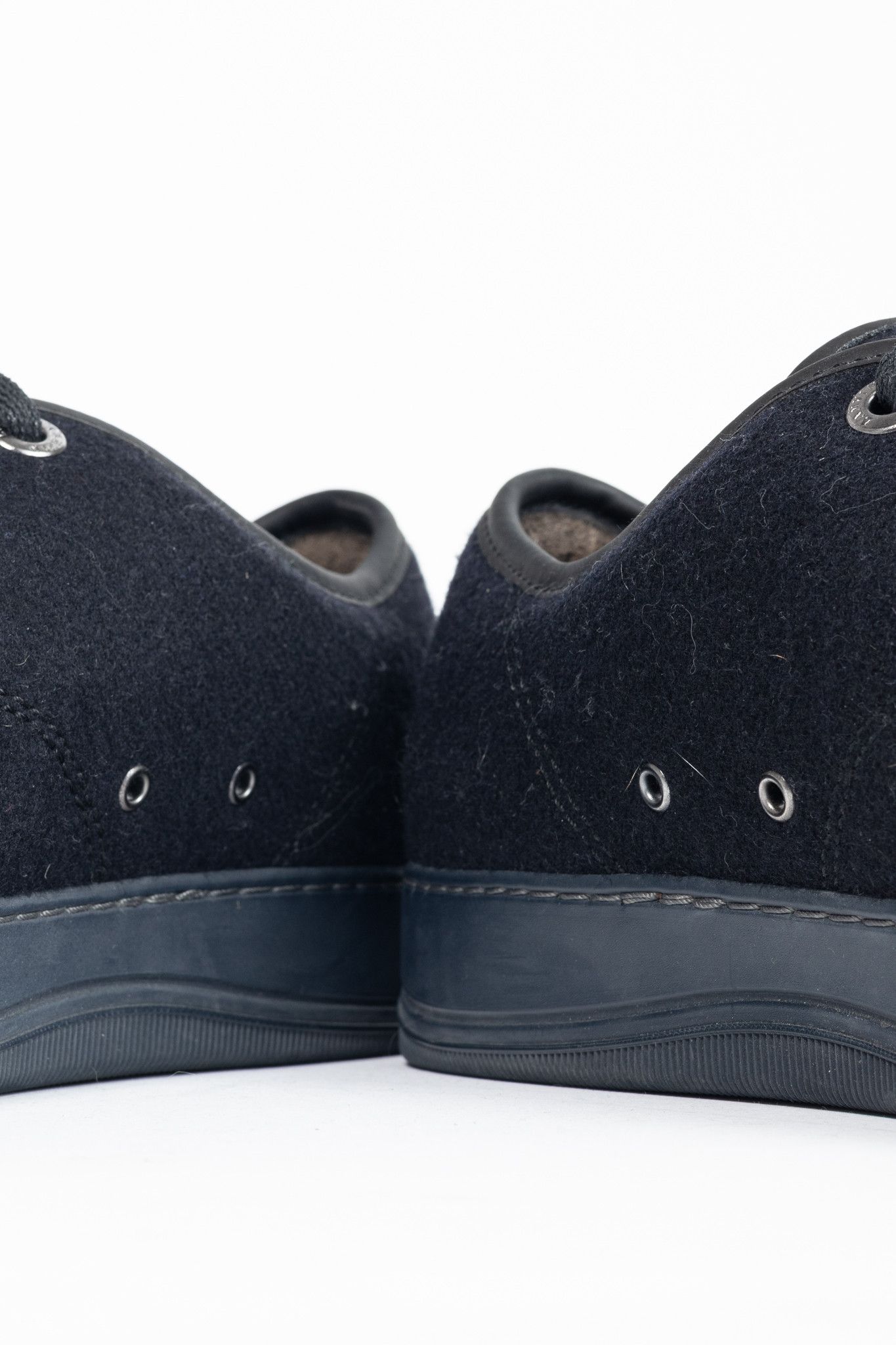 Lanvin Lanvin Navy Felted Wool Low-Top Sneakers Size US 5 / EU 37 - 9 Thumbnail
