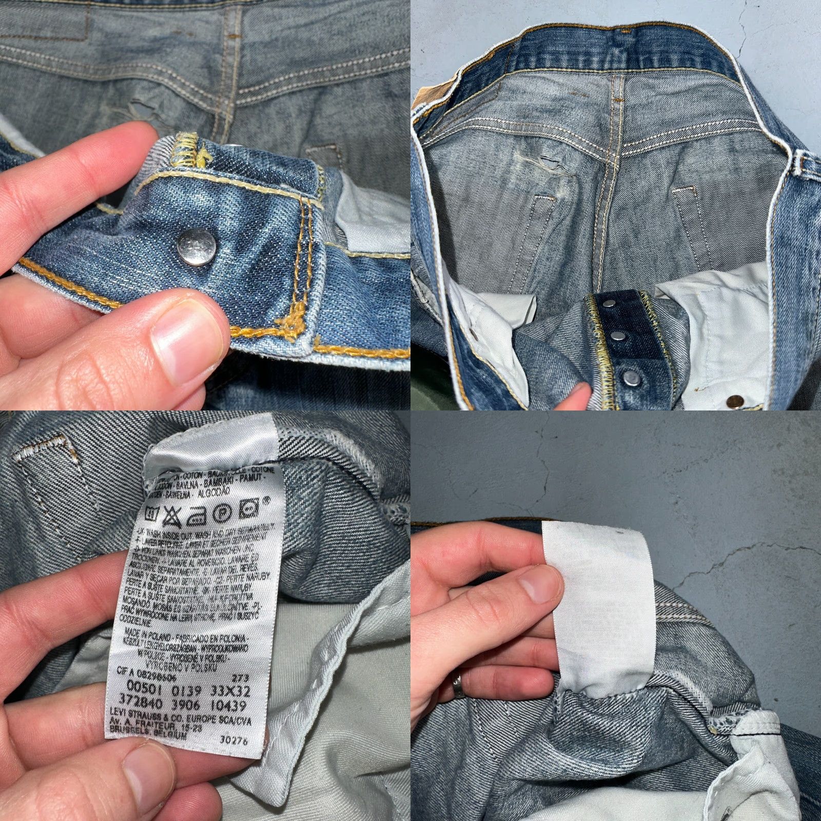 Levi's Levis 501 Vintage Y2K XX Straight Leg Jeans Blue Med Wash 33x32 32x31 Levi's 501 Jeans Mens Denim 90s Straight Vintage Blue Size US 33 - 9 Thumbnail