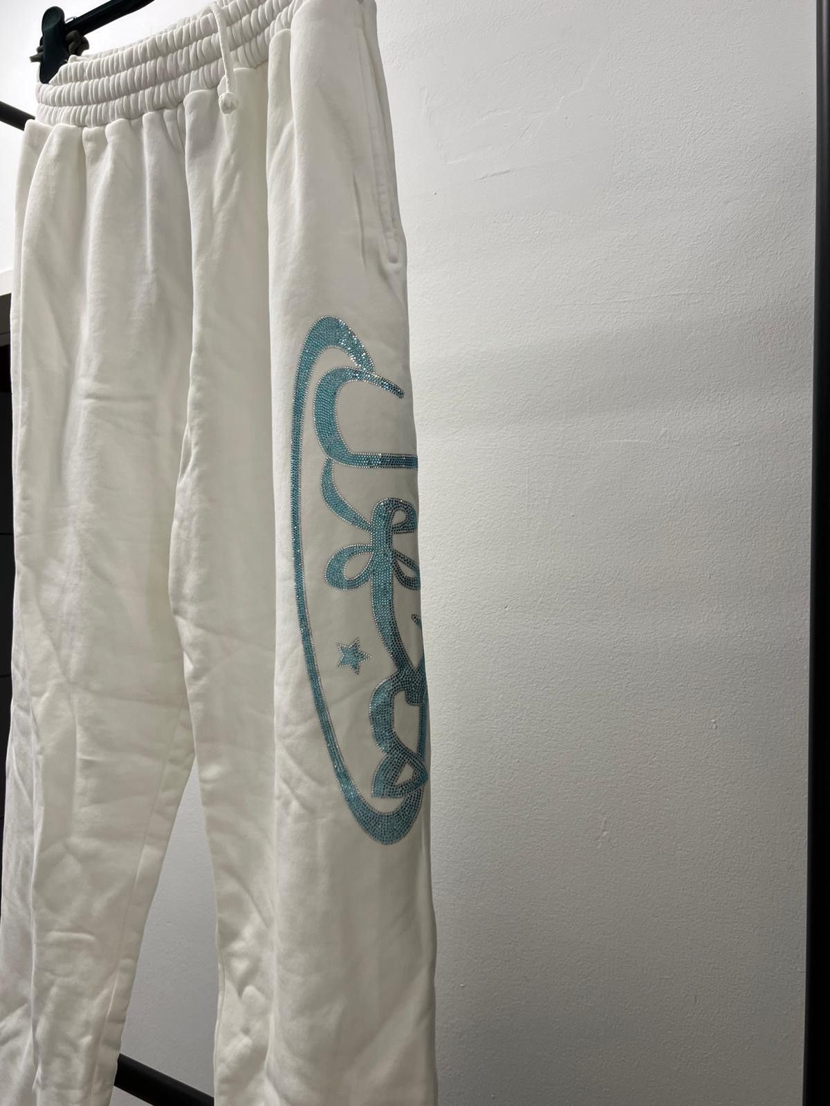 Unknown London White Arabic Rhinestone Joggers Size US 32 / EU 48 - 1 Thumbnail