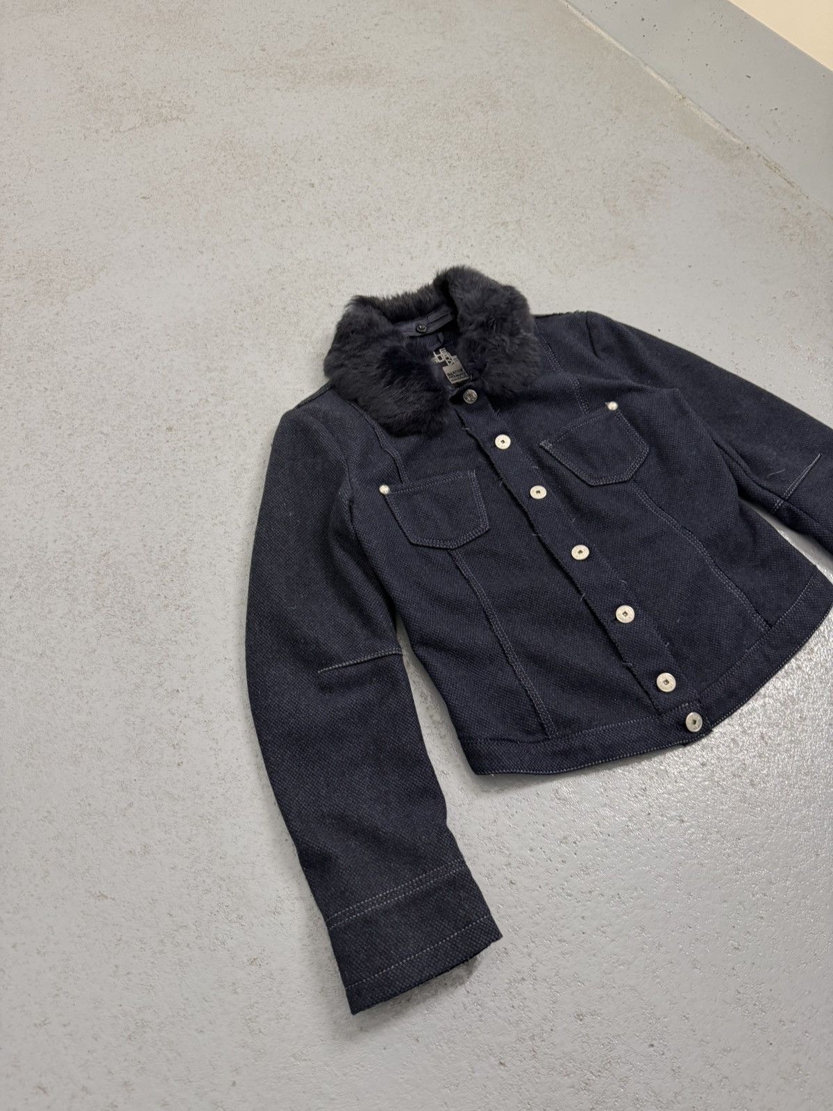 Marithe + Francois Girbaud Vintage 00s Marithe Francois Girbaud Fur Collar Wool Jacket Size XS / US 0-2 / IT 36-38 - 3 Thumbnail