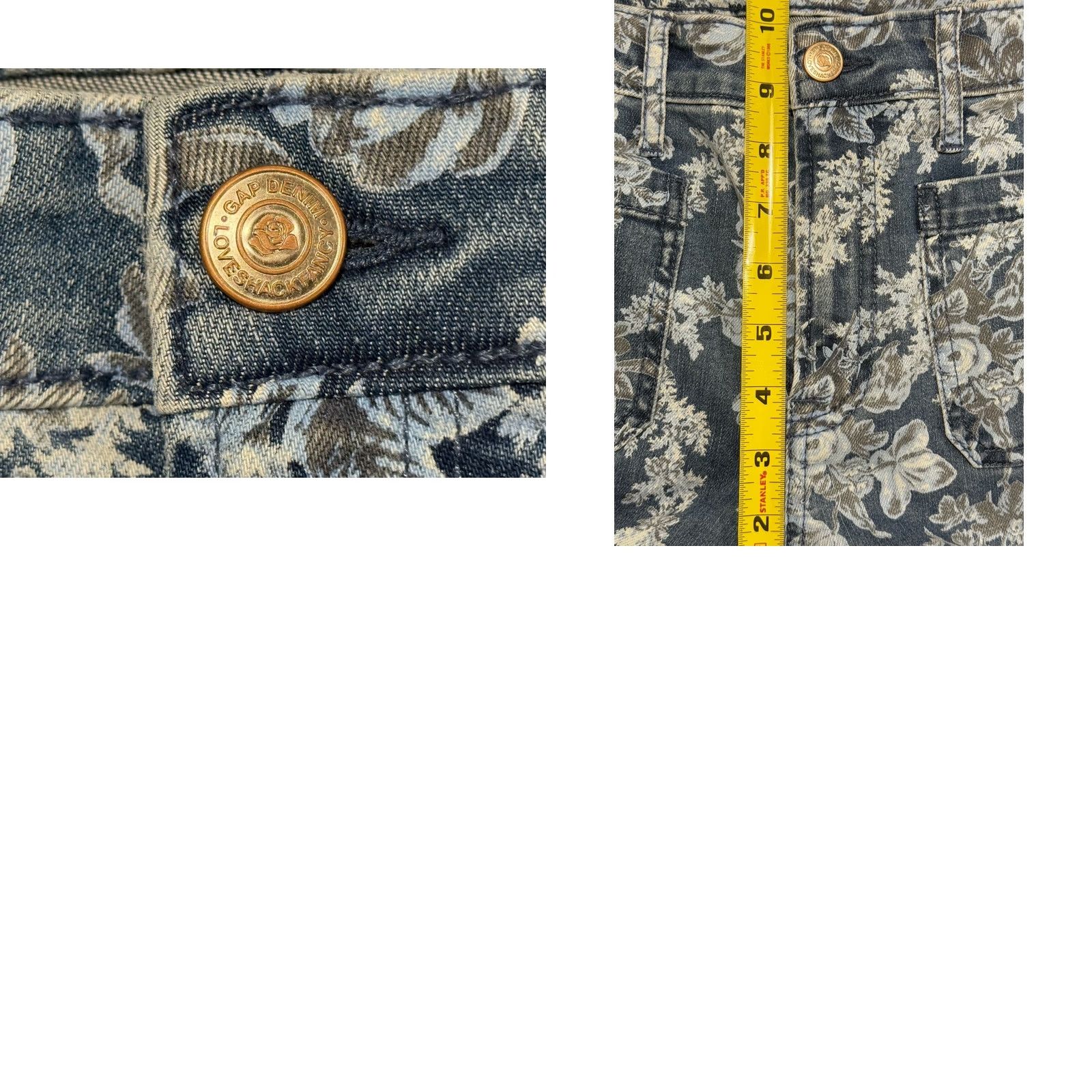 Gap GAP x Love Shack Fancy 70's Flare High Rise Jeans Sz 16 Floral 26x30 Blue Vintage Retro Women Jeans Size 38" / US 16 / IT 52 - 9 Thumbnail