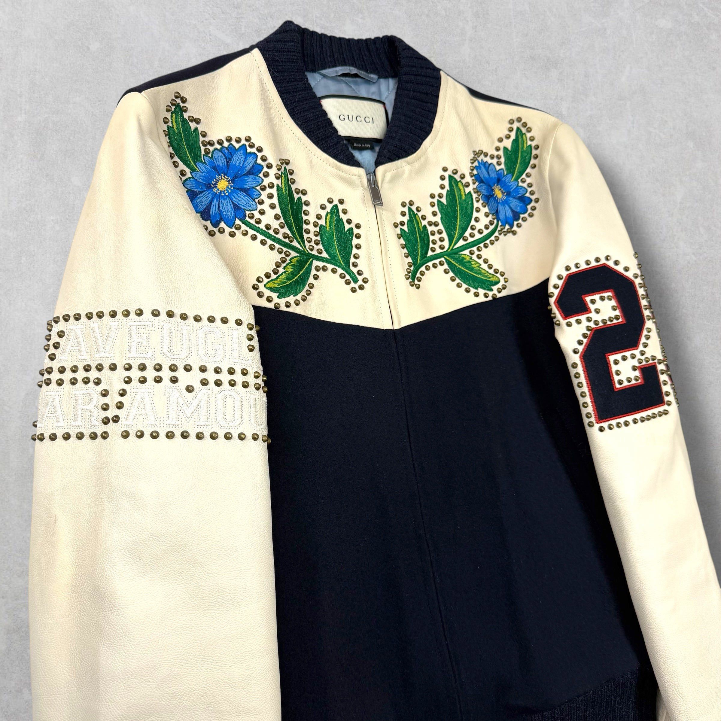 Gucci Gucci Floral Studded Varsity Jacket 44 (XS) Size US XS / EU 42 / 0 - 4 Thumbnail