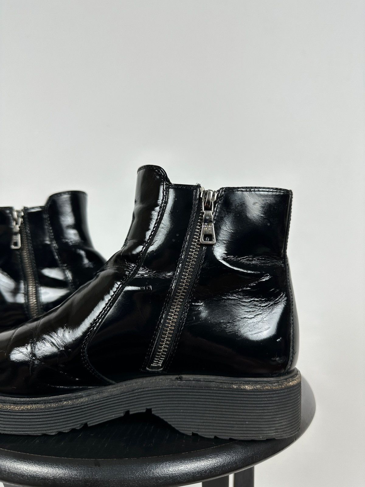 Prada Women’s Prada Black Patent Leather Ankle Boots Size US 9.5 / IT 39.5 - 16 Thumbnail