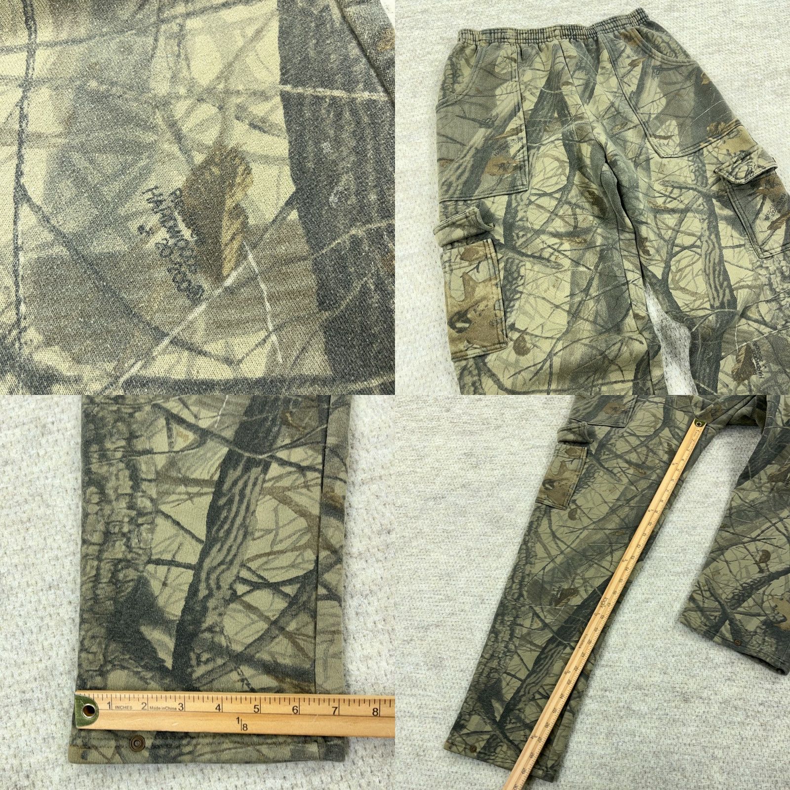 Jerzees VINTAGE Jerzees Camo Sweatpants Men M Cargo Jogger 90s Y2K Green 100% Cotton Regular Sweatpants Mens Size US 31 - 8 Thumbnail