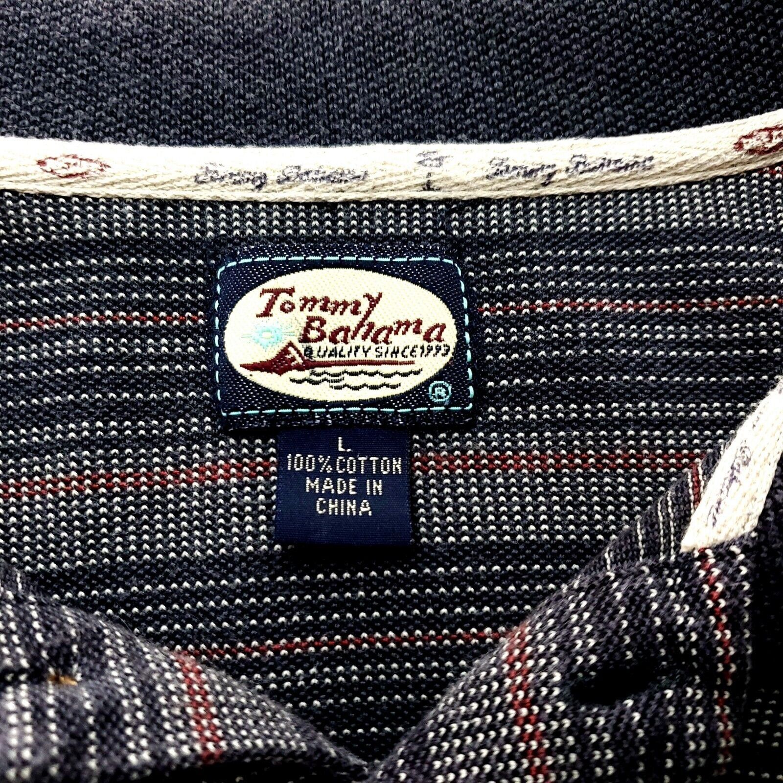 Tommy Bahama Tommy Bahama Polo Large Gray Striped Cotton Size US L / EU 52-54 / 3 - 6 Thumbnail